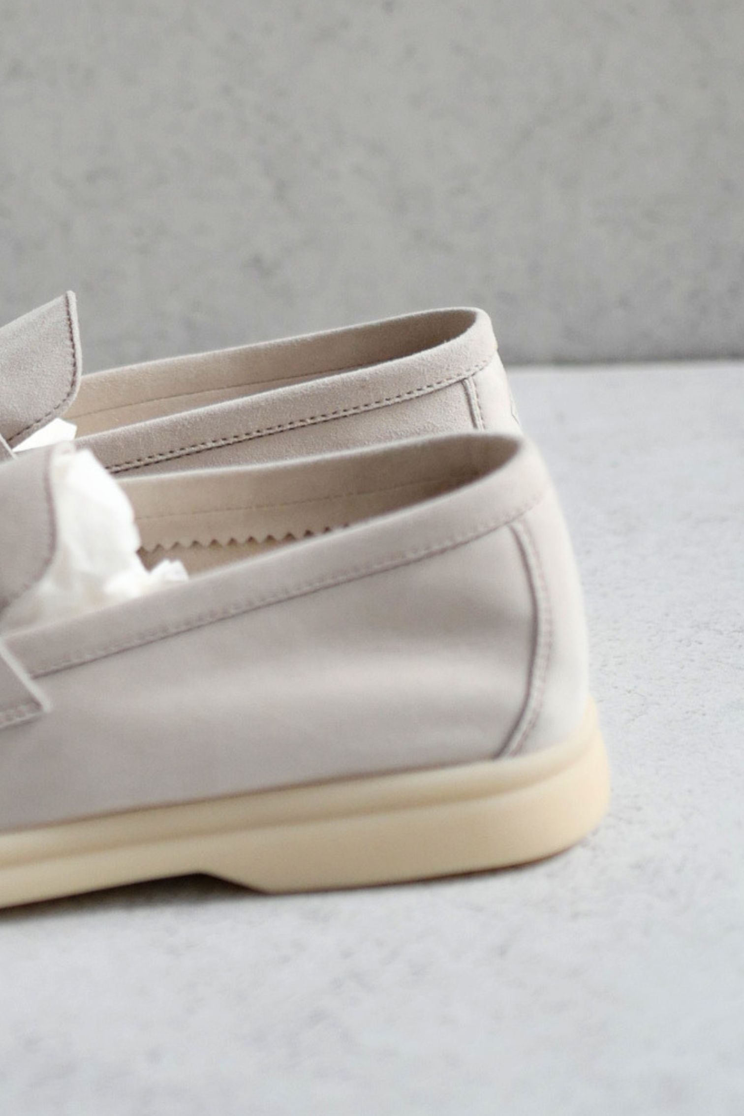 Loro Piana Summer Charm Walk Loafer Pearl Powder Suede Calfskin Size 37.5