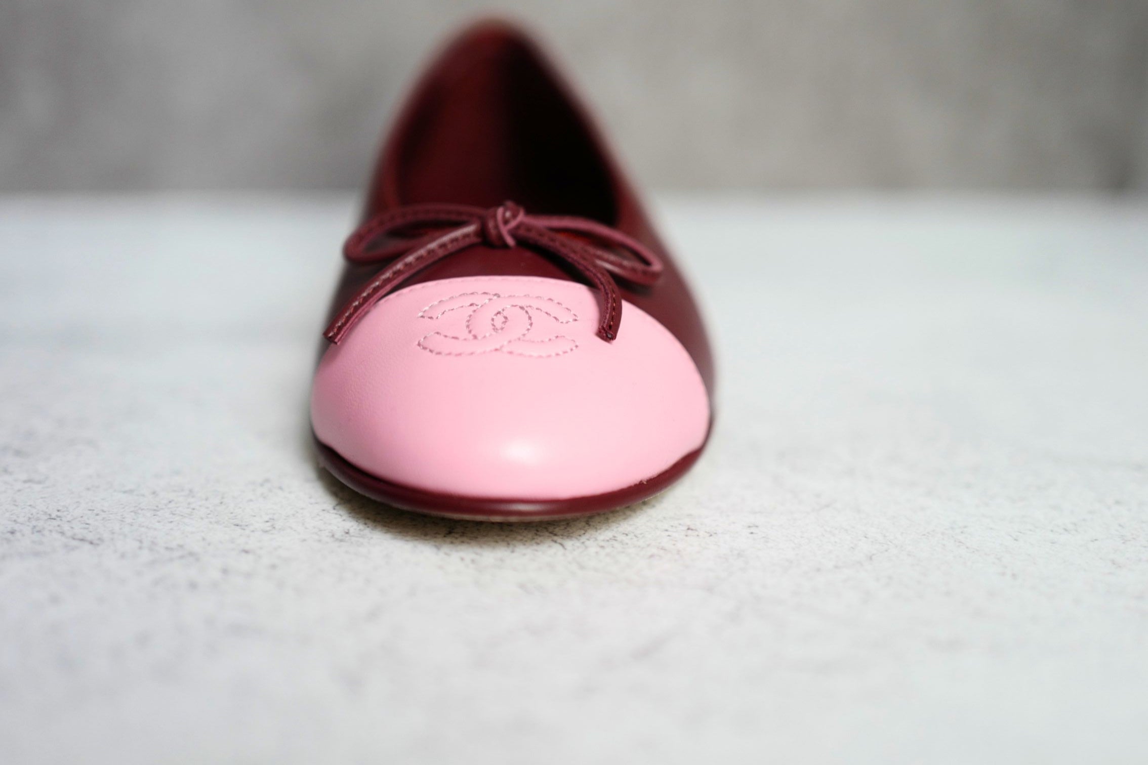 Chanel 26S Matthieu Blazy's Ballet Flats Burgundy Pink Lambskin Size 38