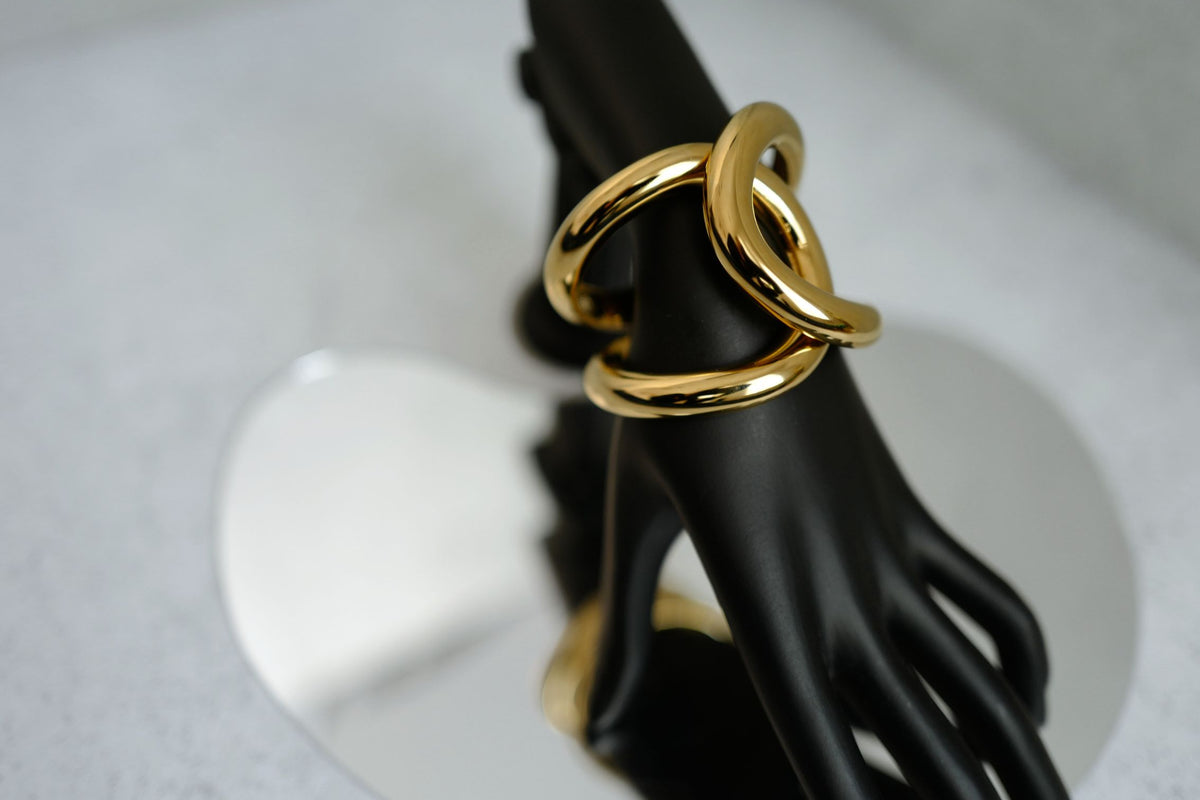 NEW Chanel 26K Cuff Bracelet Metal Gold Interlocking CC Logo