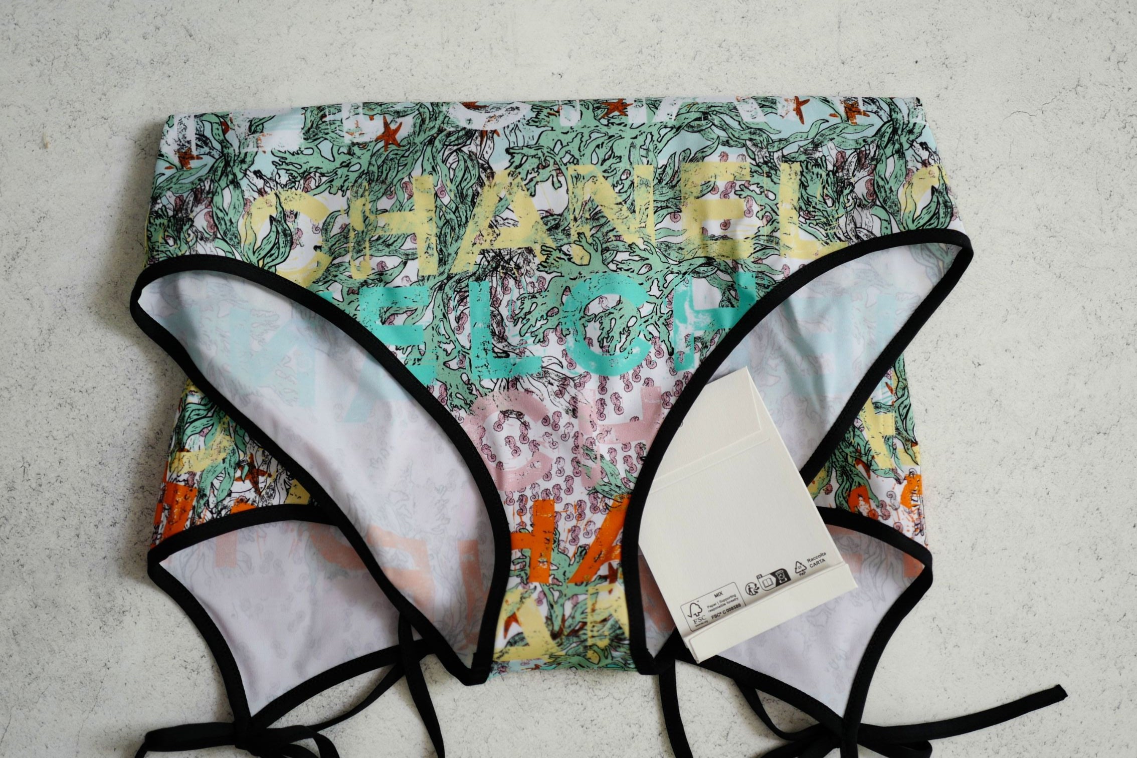 Chanel 26M Coco Beach Swimsuit Multicolor Stretch Jersey Size 38