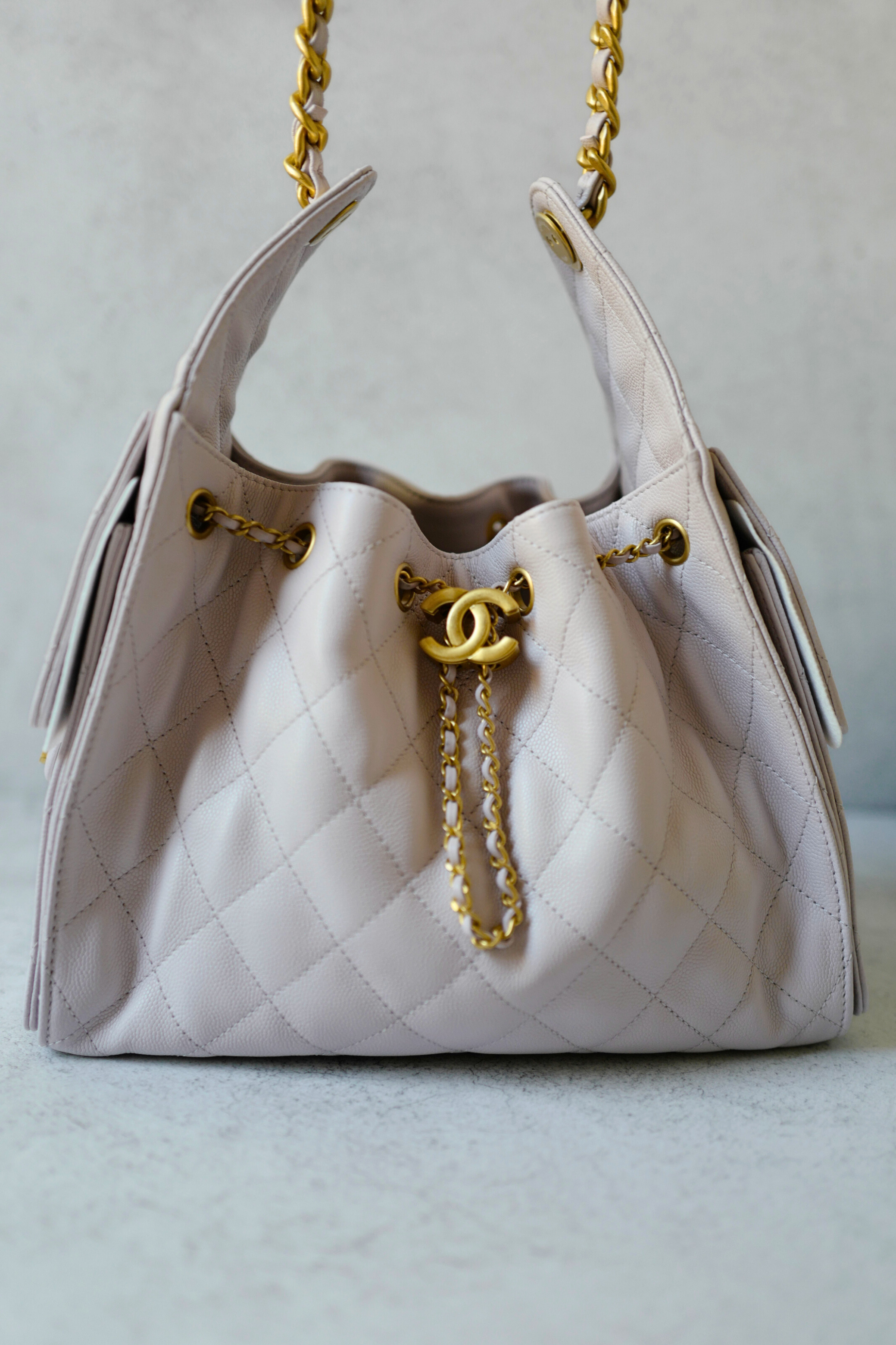 BNIB Chanel 25K Small Hobo Bag Light Pink Grained Calfskin with Gold Hardware