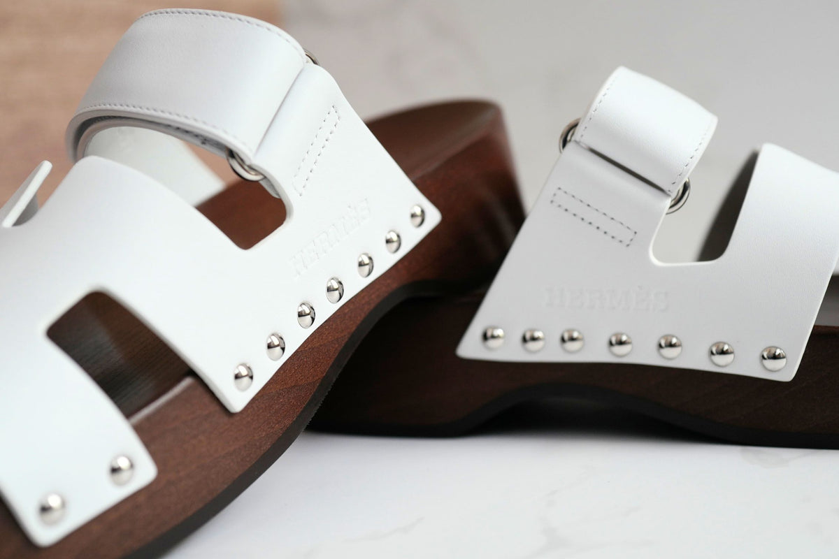 BNIB HERMÈS Kos Veau Women's Clog Blanc/white - Size 37
