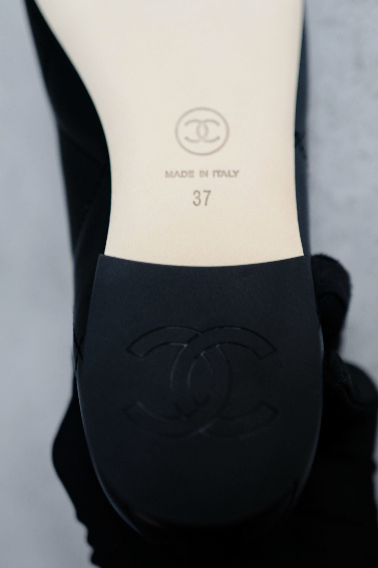 Chanel 26M Coco Beach Ballet Flats Black Lambskin Size 37