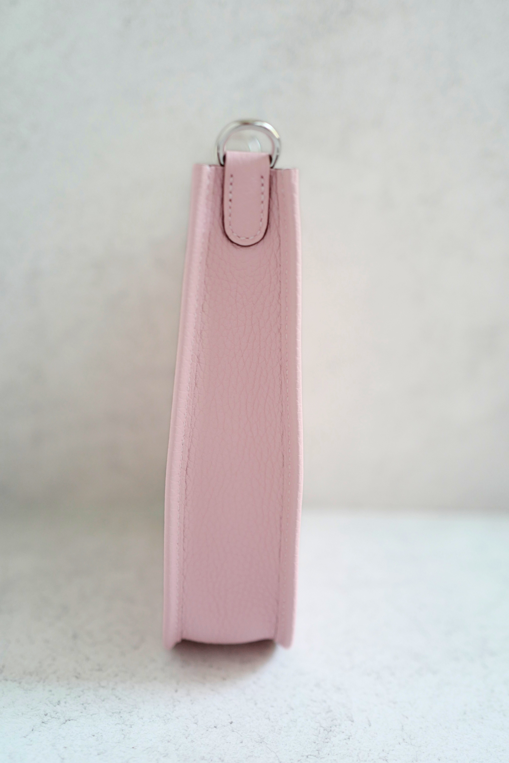 BNIB Hermès Mini Evelyne Bag Rose Sakura Clemence Leather Palladium Hardware