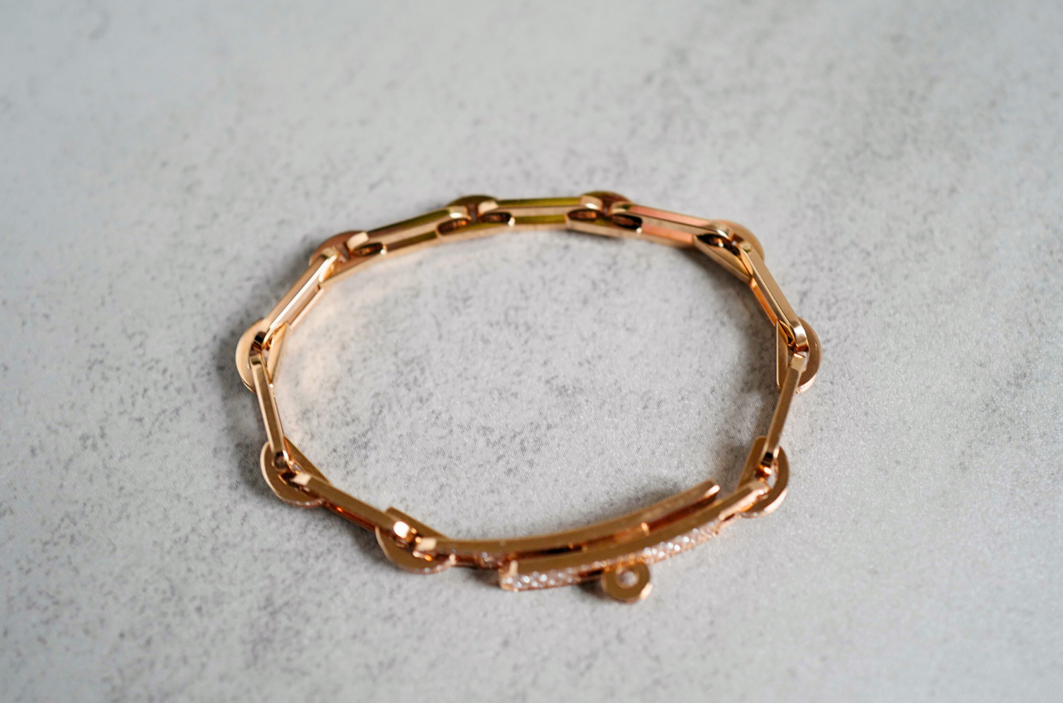 BNIB Hermès Kelly Chaine Bracelet Full Diamond 18K Rose Gold Small SH