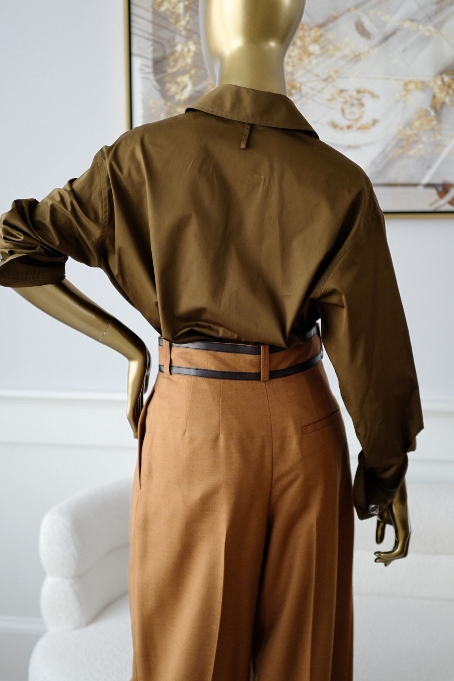 Hermès Women Shirt Marron Muschio Cotton Twill Size 36
