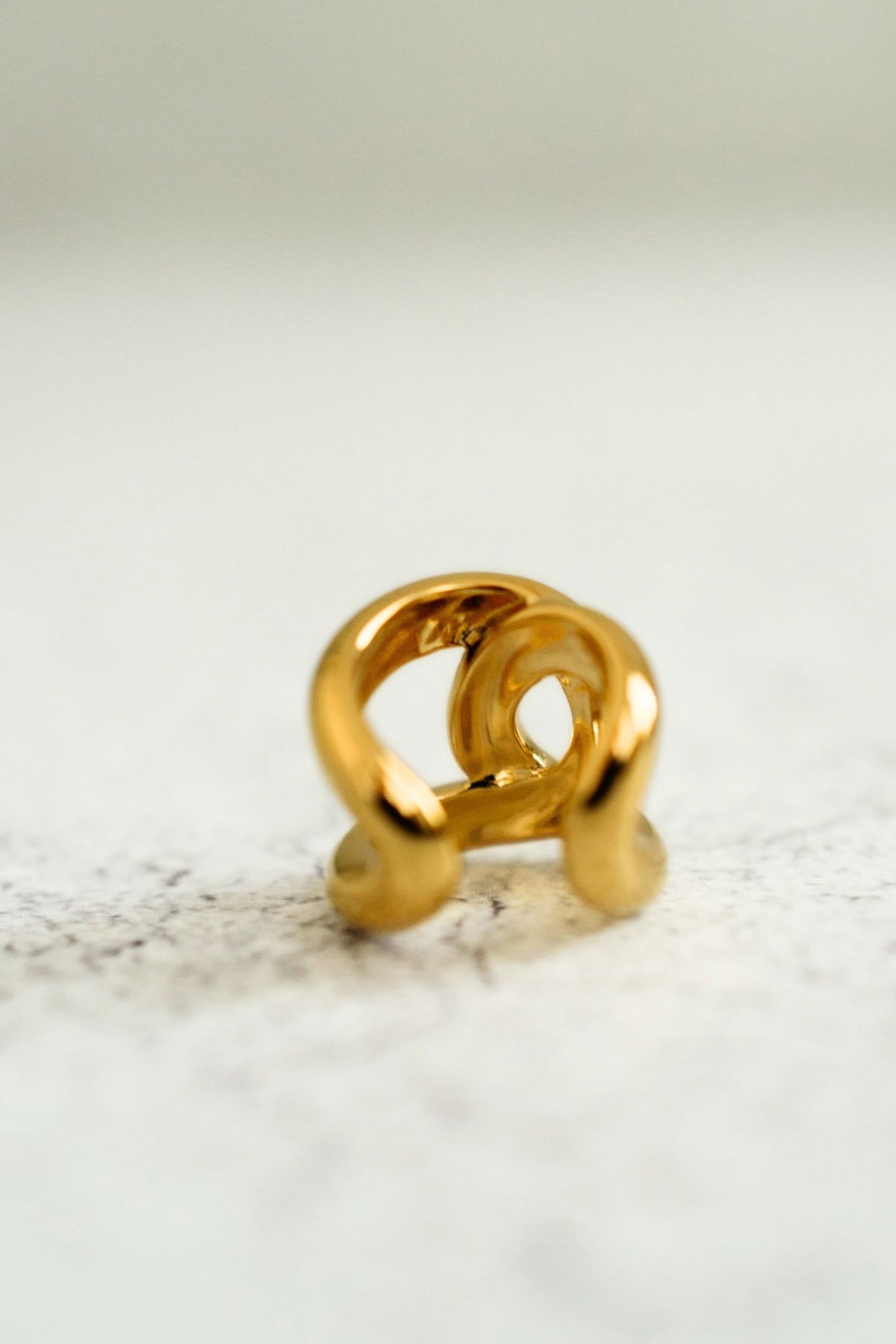 NEW Chanel 26K Ear Cuff Metal Gold Interlocking CC Logo Women Earring