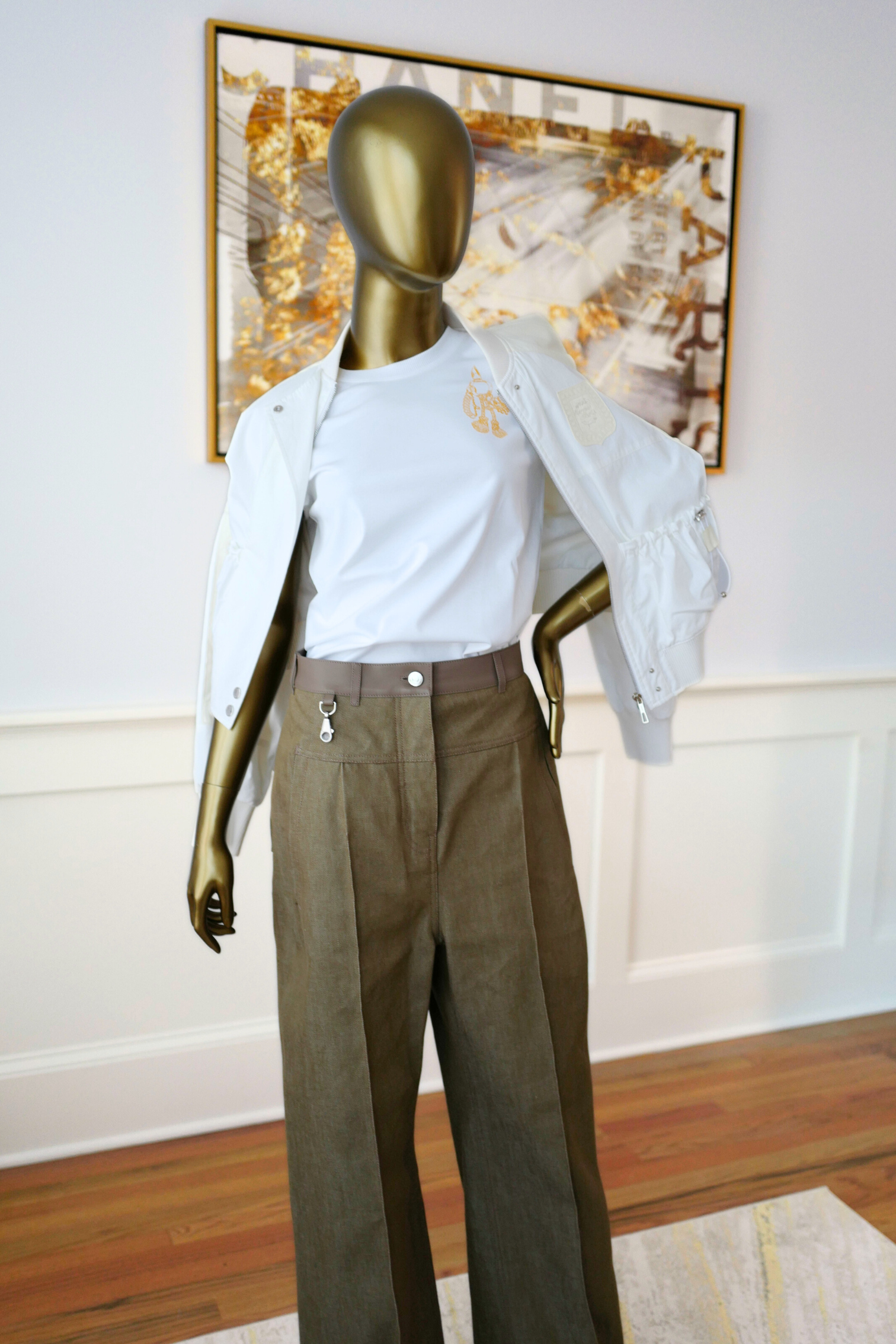 New Hermès Women’s Printed Straight T-Shirt White Blanc Size 34