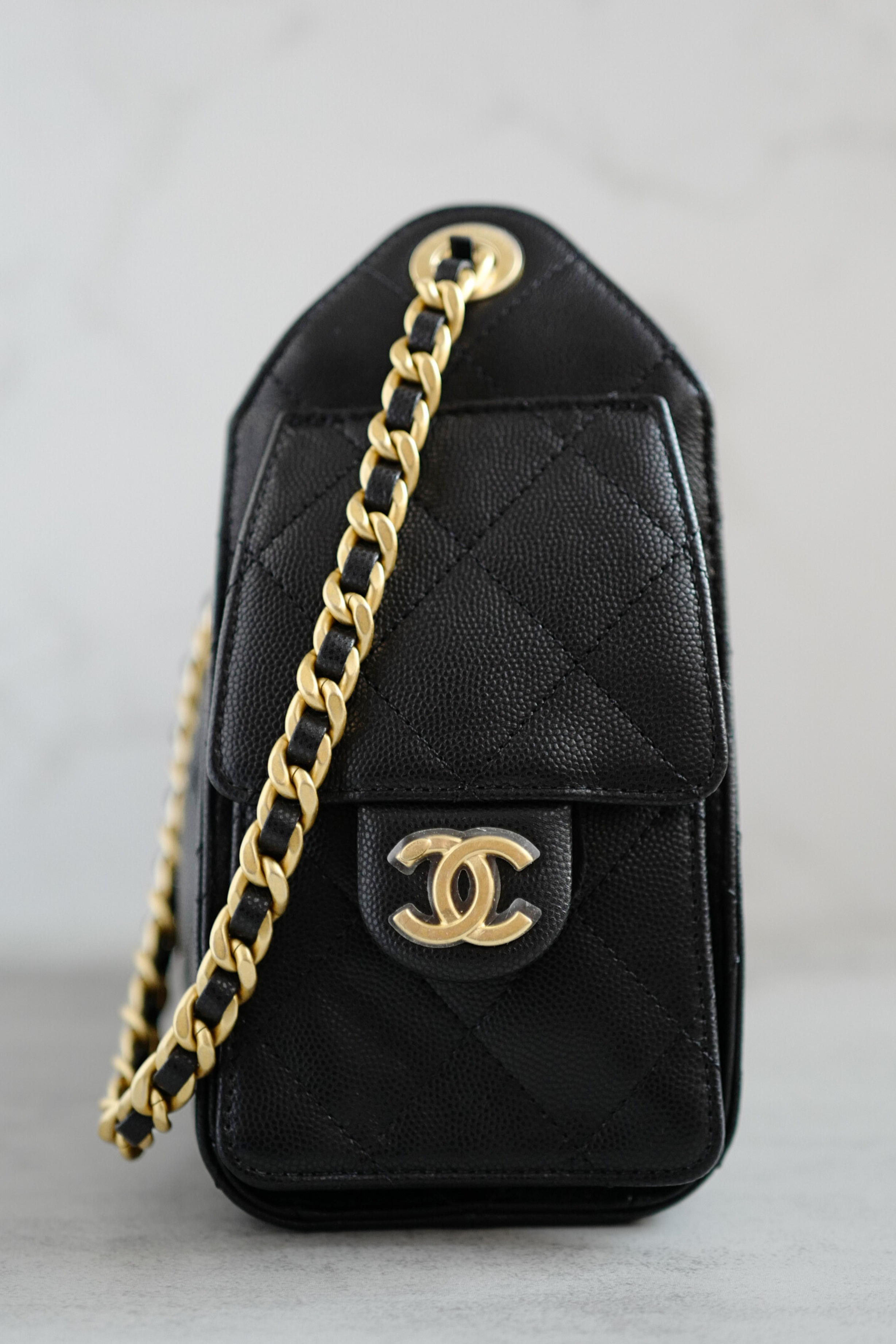 BNIB Chanel 26C Mini Hobo Bag Black Grained Calfskin with Gold Hardware