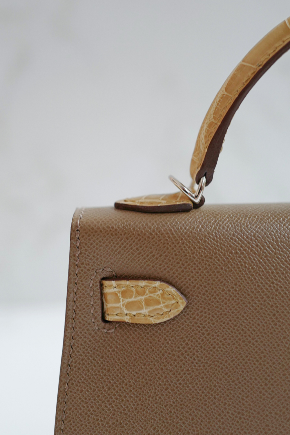 BNIB Hermes Mini Kelly touch Madame calfskin pol alli Etoupe beige phw