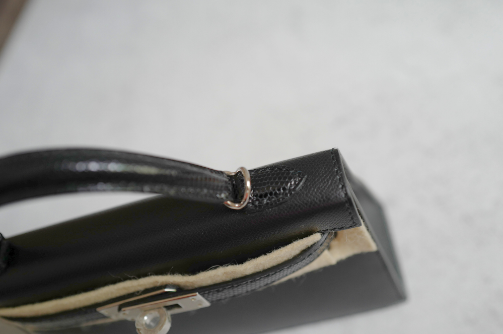 BNIB Hermes Mini Kelly Touch Veau Madame Lizard Black with Palladium HW