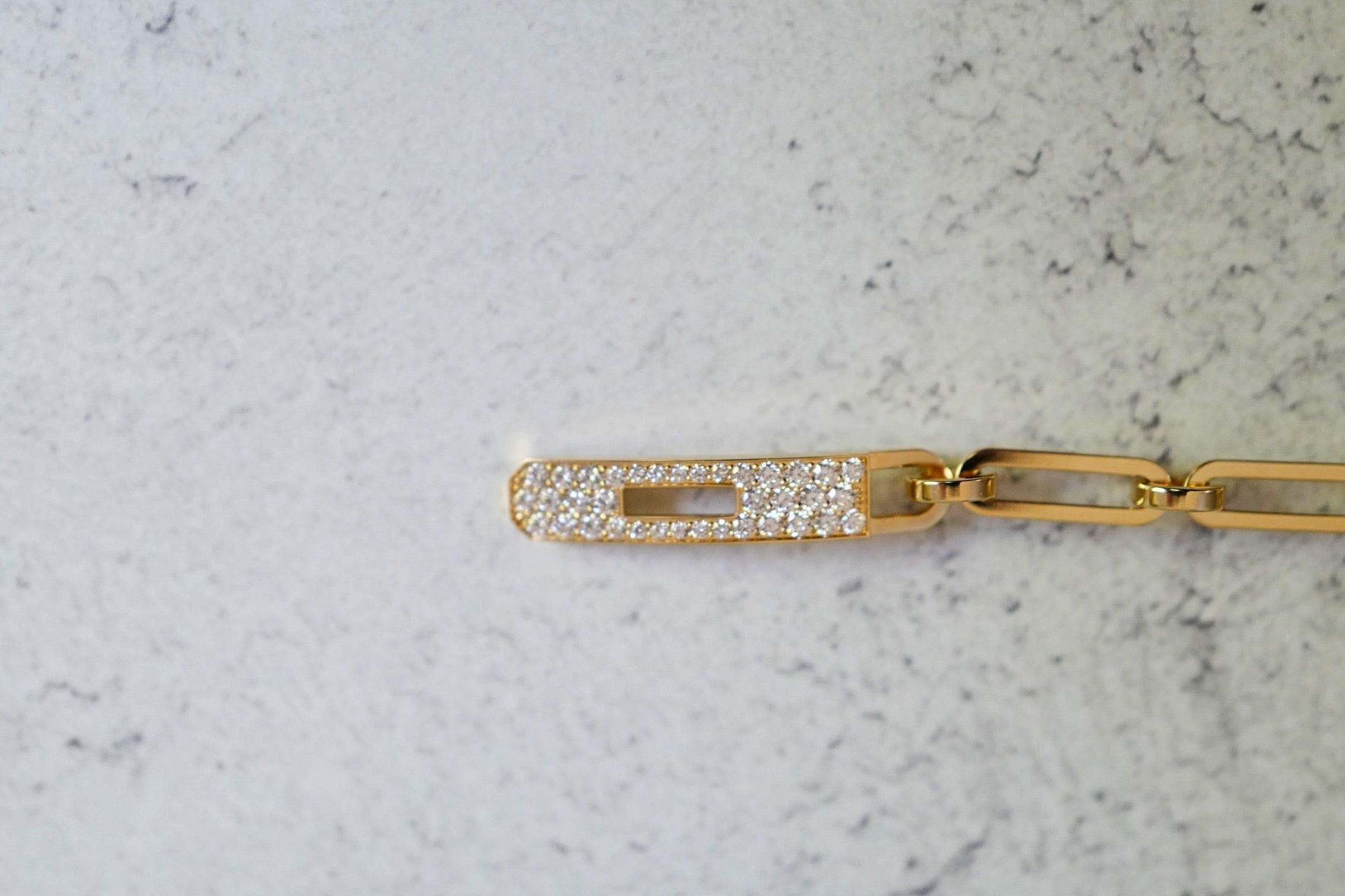 Hermès Kelly Chaine Bracelet Small Size 18K Yellow Gold 41 Diamonds Size 150