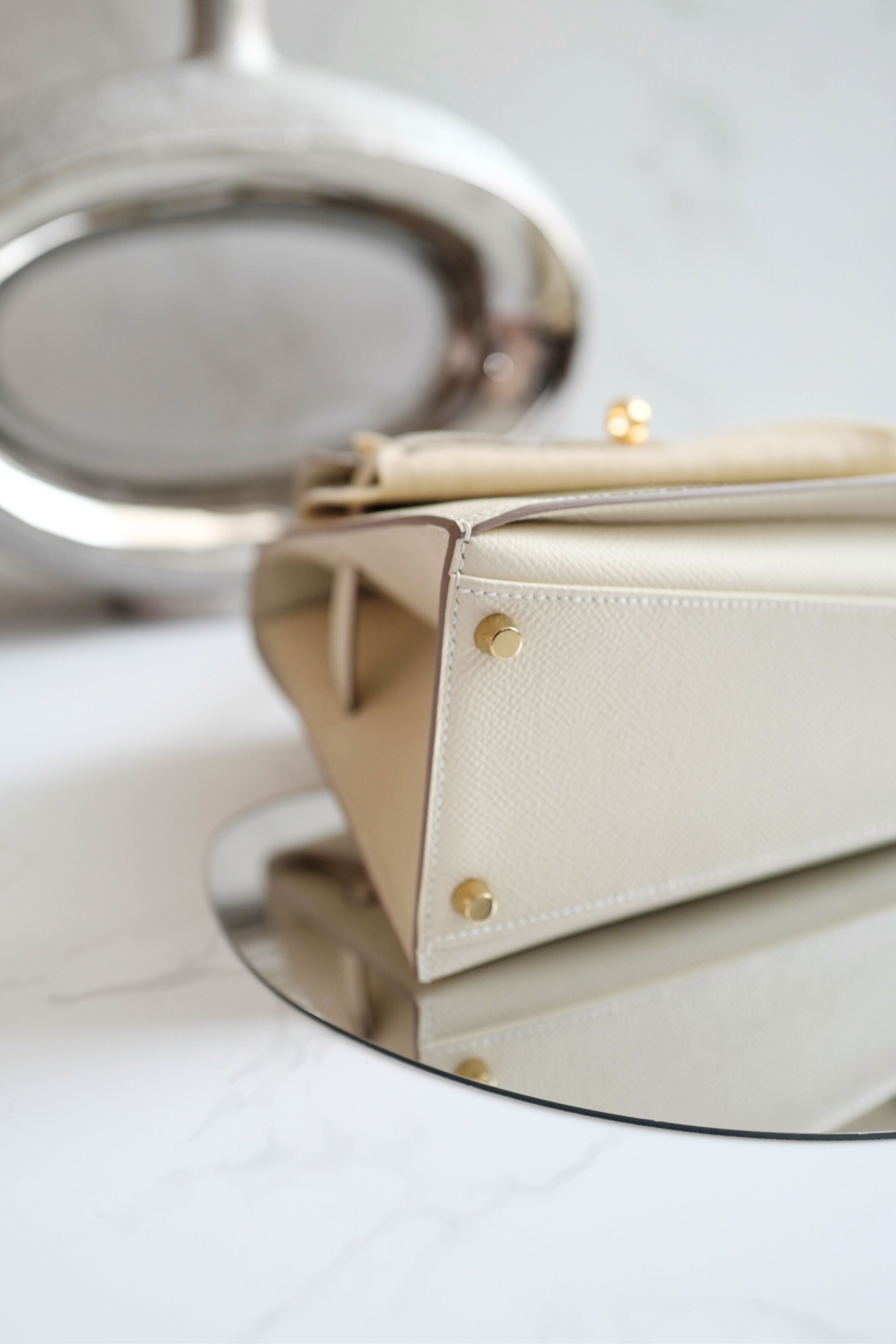 BNIB Hermes Kelly En Desordre Craie Epsom Gold HW Limited Edition