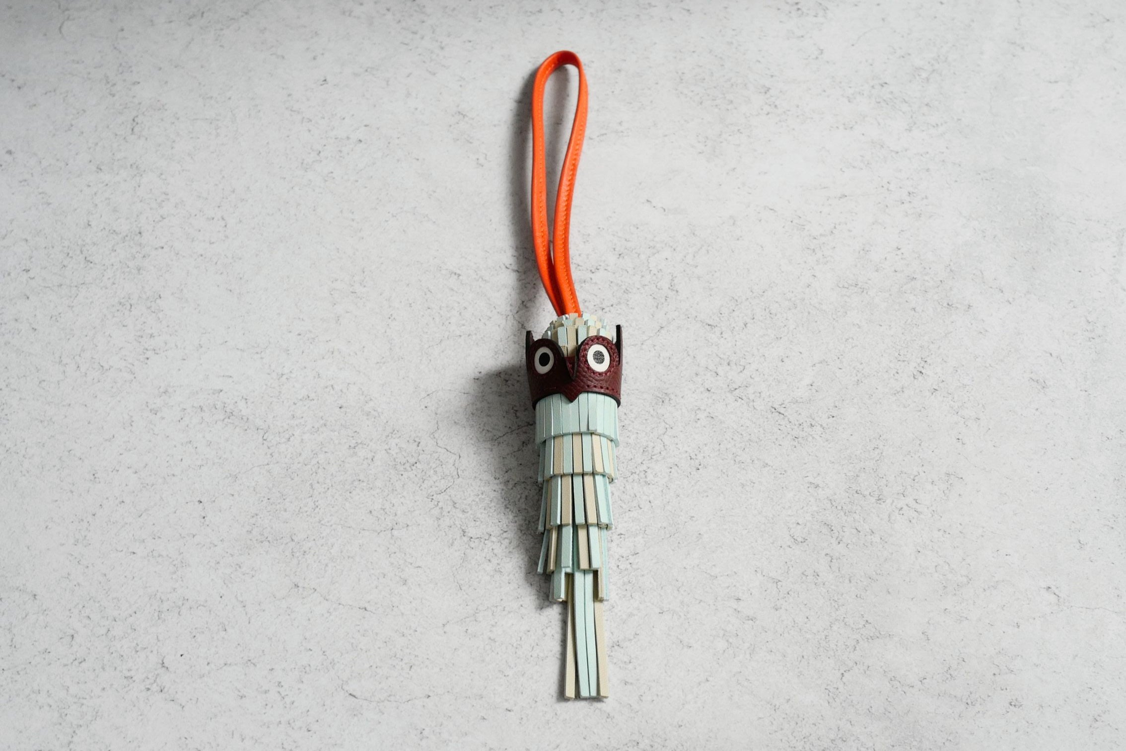 Hermès Charm Chouette Vert Peppermint/Craie /Feu /Rouge H /Blanc Lambskin