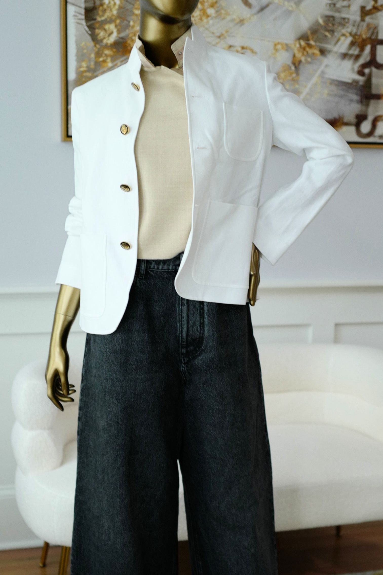 New Loro Piana Spagna Mini Jacket Linen White size 40