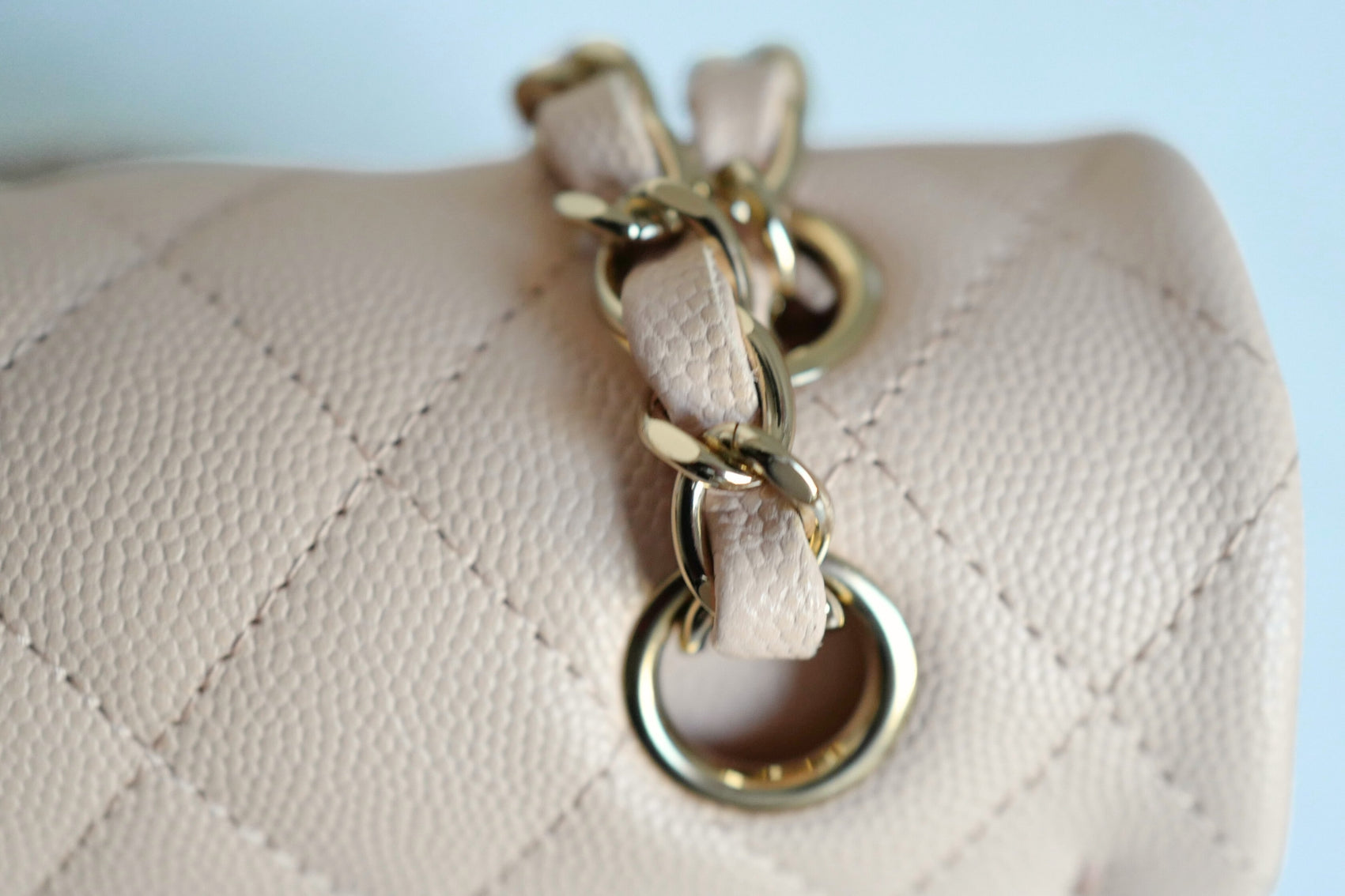 BNIB Chanel Medium Classic Double Flap Bag Beige Clair Grained Gold Hardware