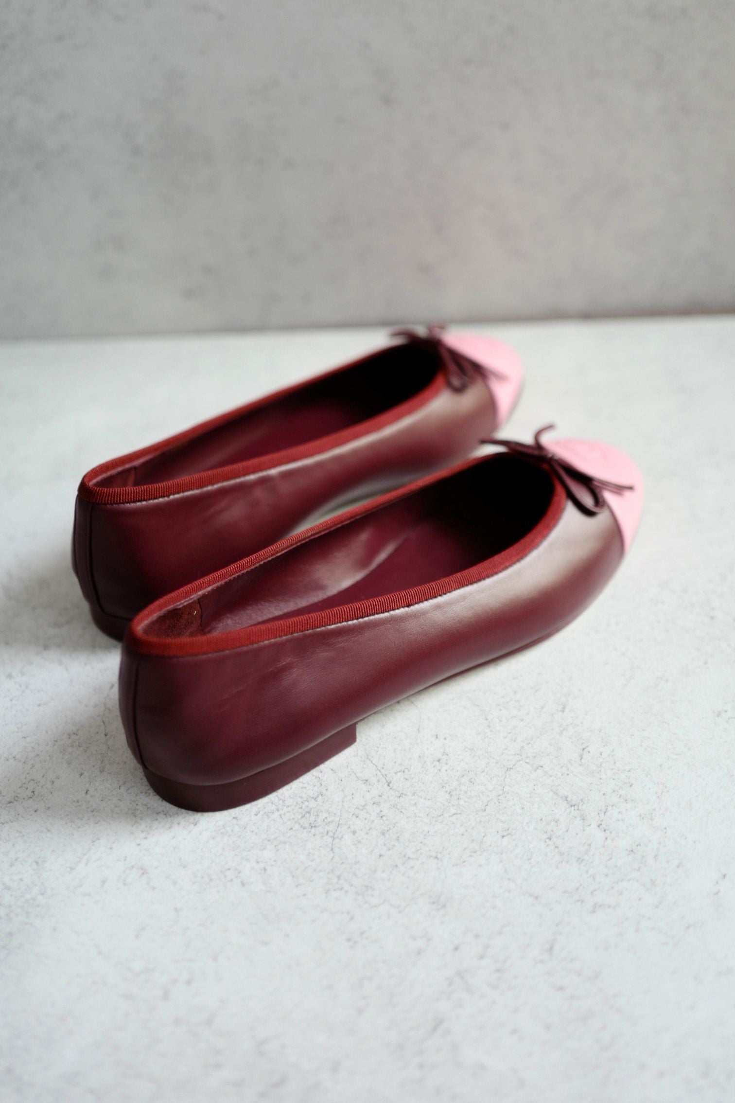Chanel 26S Matthieu Blazy's Ballet Flats Burgundy Pink Lambskin Size 37C