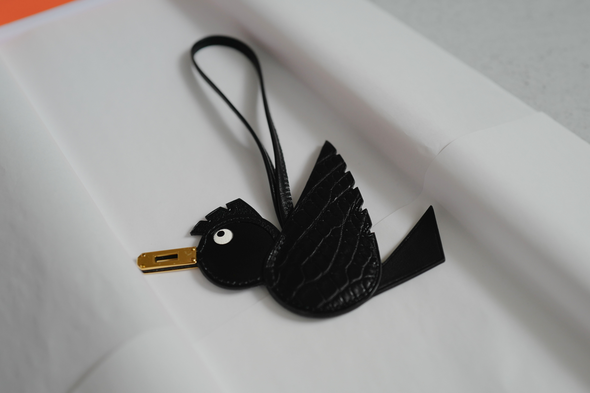 Hermès Birdy Charm Black Matte Alligator Epsom Calfskin Gold Hardware