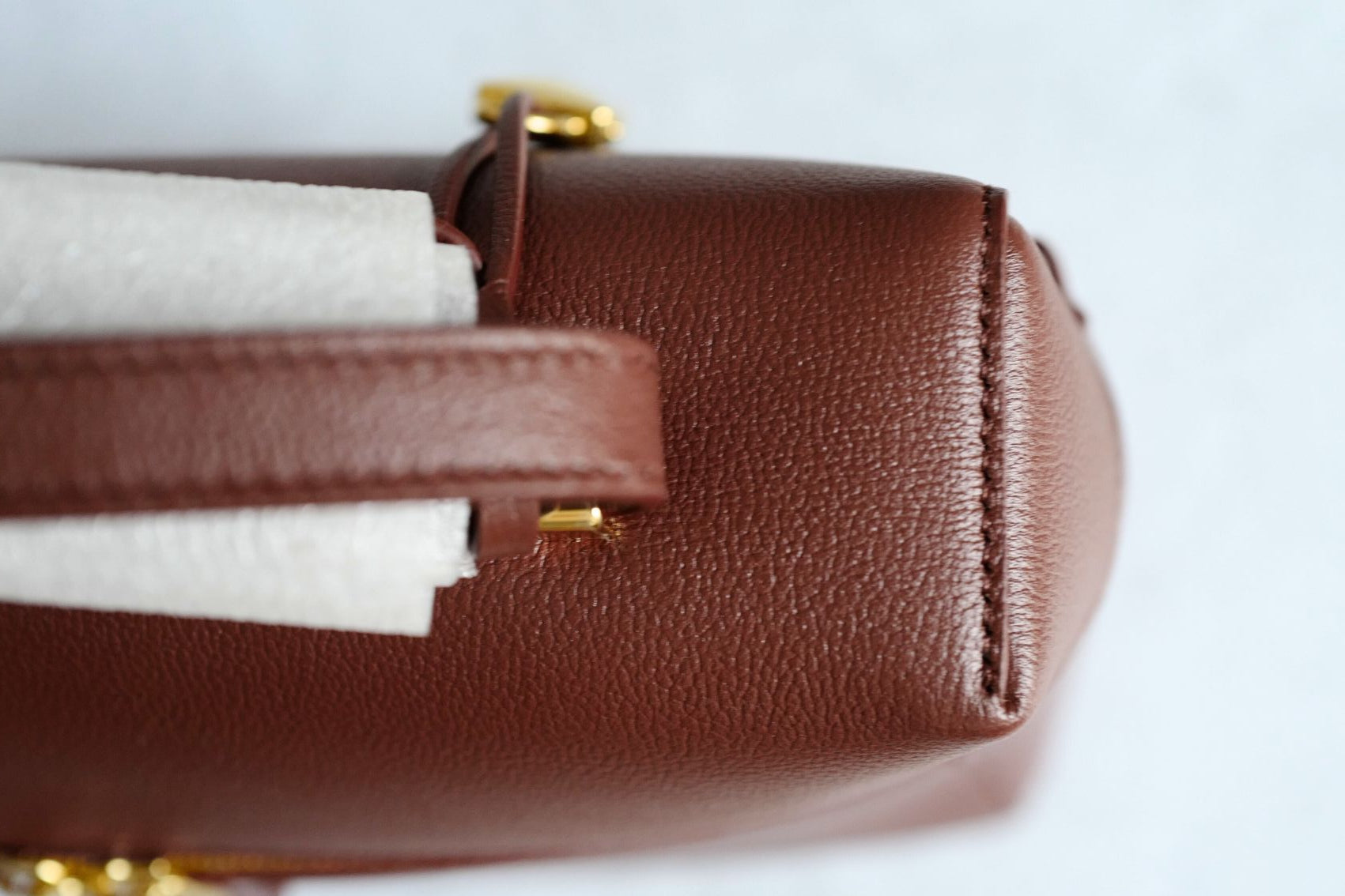 BNIB Loro Piana Extra Bag L27 Smoked Caramel In Grained Calfskin with Gold HW