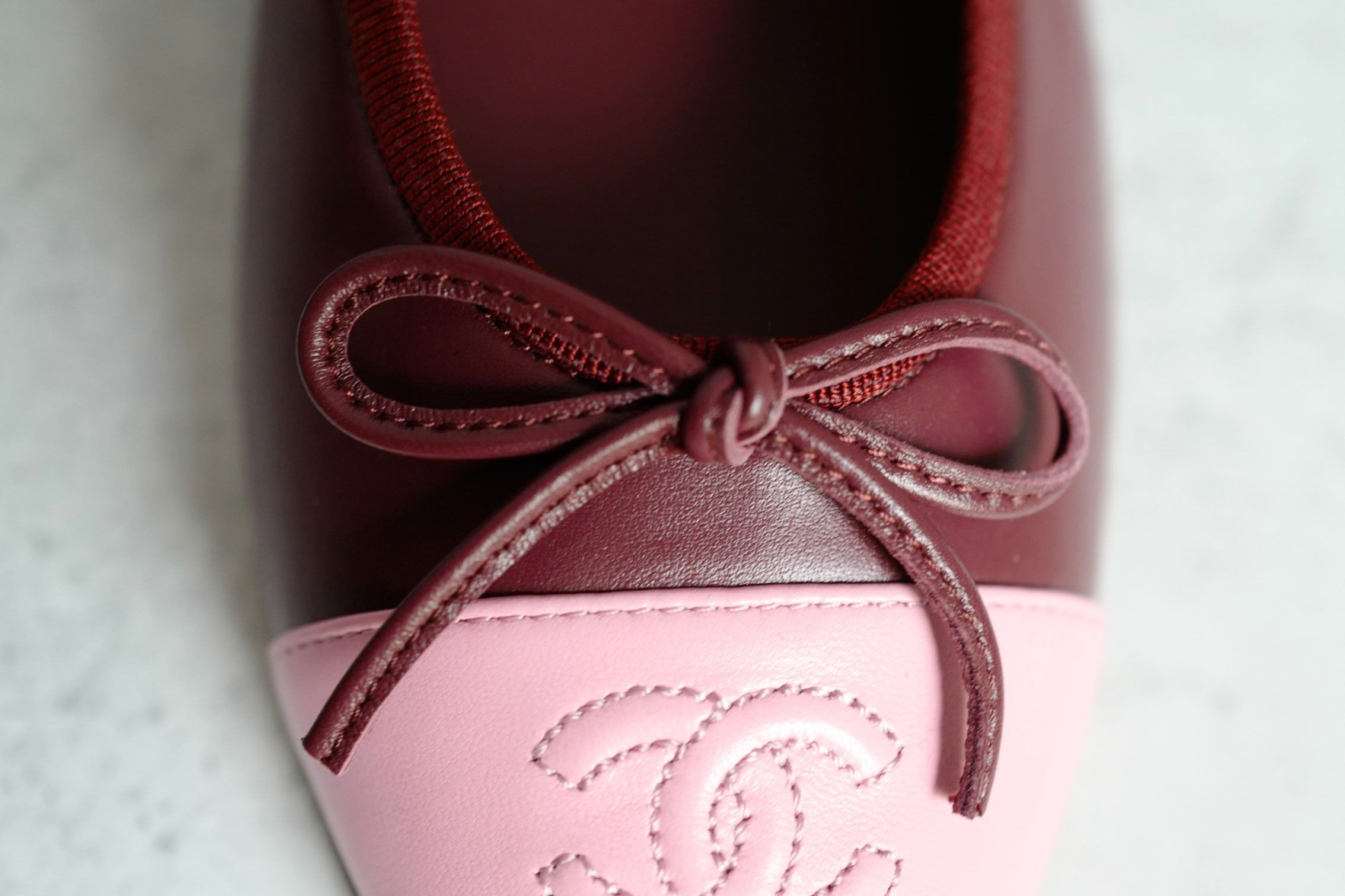 Chanel 26S Matthieu Blazy's Ballet Flats Burgundy Pink Lambskin Size 38