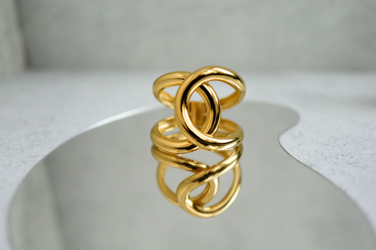 NEW Chanel 26K Cuff Bracelet Metal Gold Interlocking CC Logo