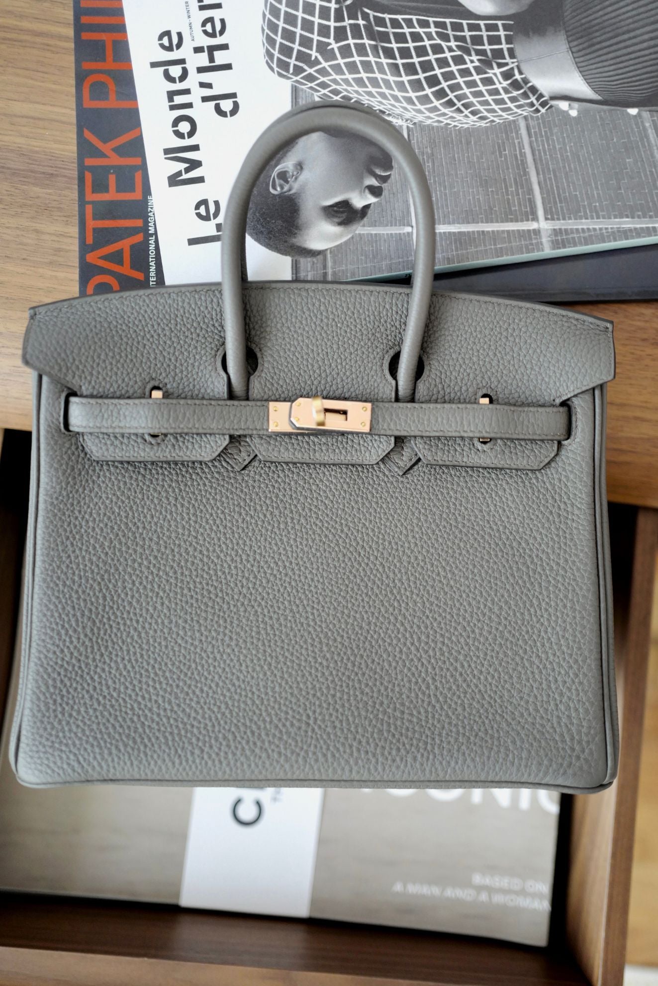 Hermès Birkin 25 Etain Togo Leather Gold Hardware Z Stamp