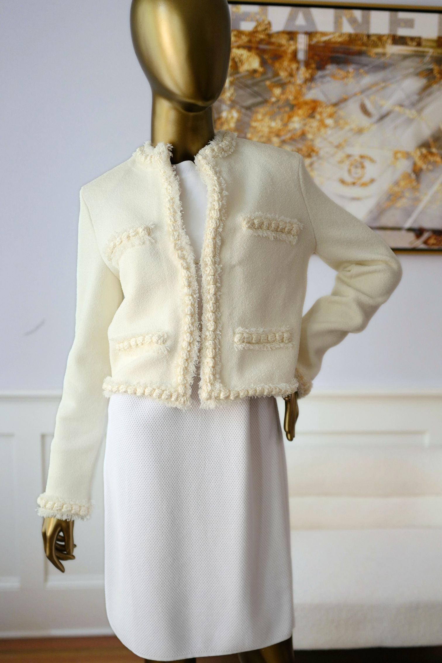 NEW Chanel Métiers d’art 2026 Collection Jacket Ivory in Silk Size 36