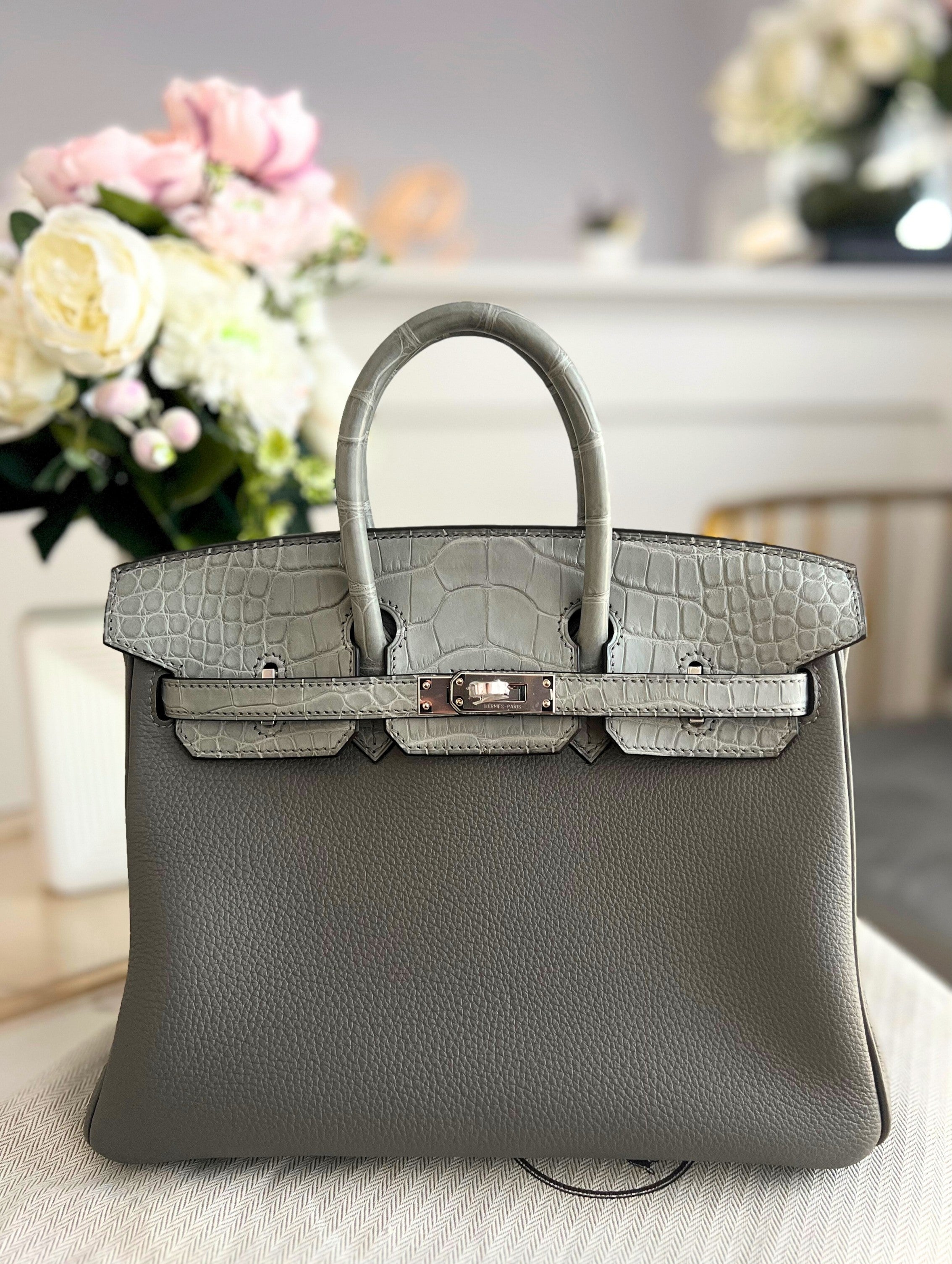 NEW Hermes Birkin 25 Touch Gris Meyer Palladium Hardware B Stamp 2023