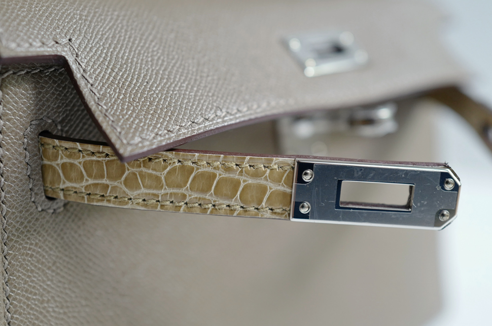 BNIB Hermes Mini Kelly touch Madame calfskin pol alli Etoupe beige phw