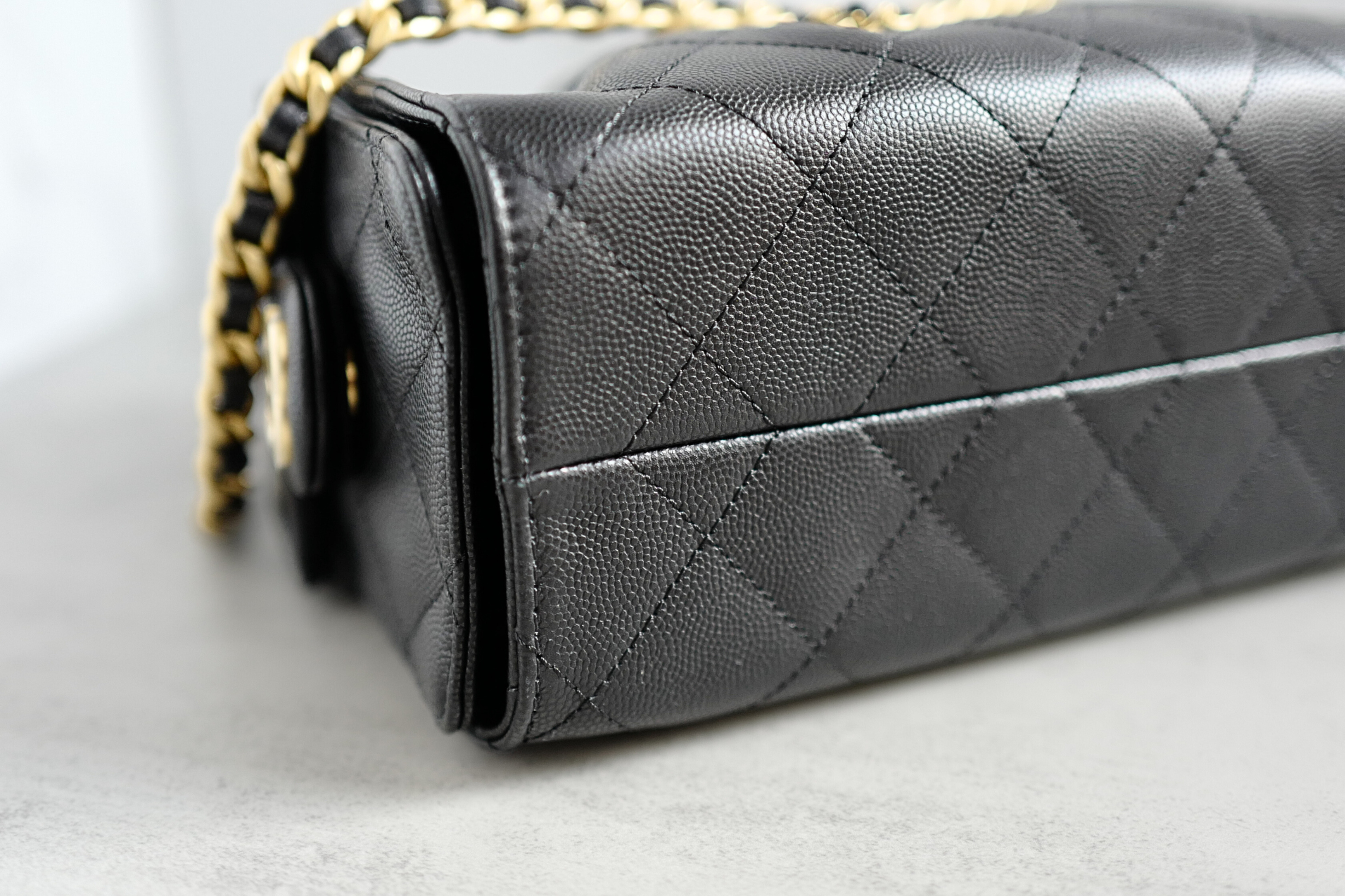 BNIB Chanel 26C Mini Hobo Bag Black Grained Calfskin with Gold Hardware