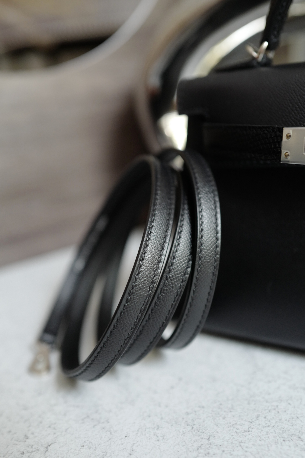 BNIB Hermes Mini Kelly Touch Veau Madame Lizard Black with Palladium HW