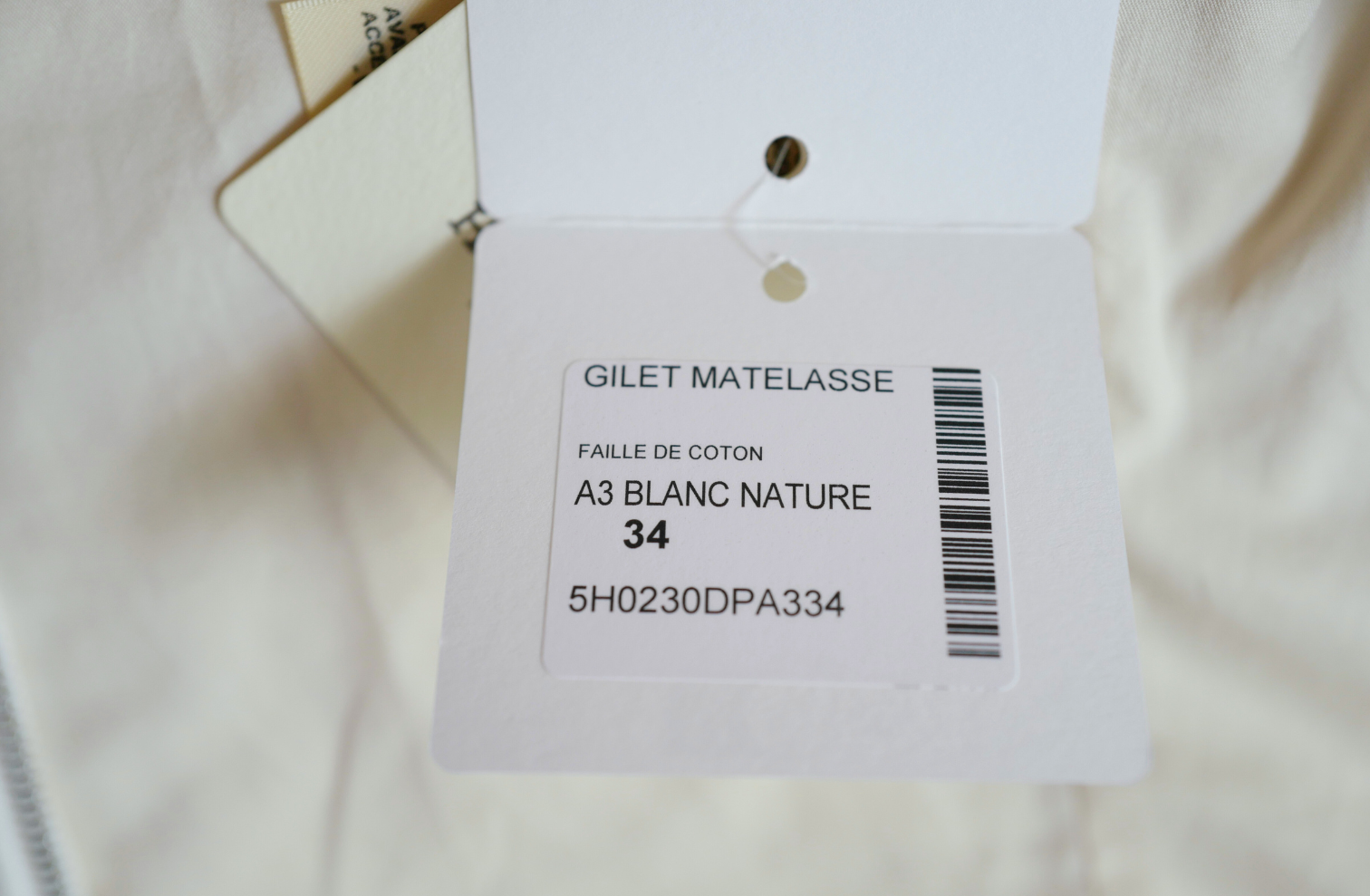 New Hermès Quilted Sleeveless Waistcoat Vest Blanc Naturel White Size 34
