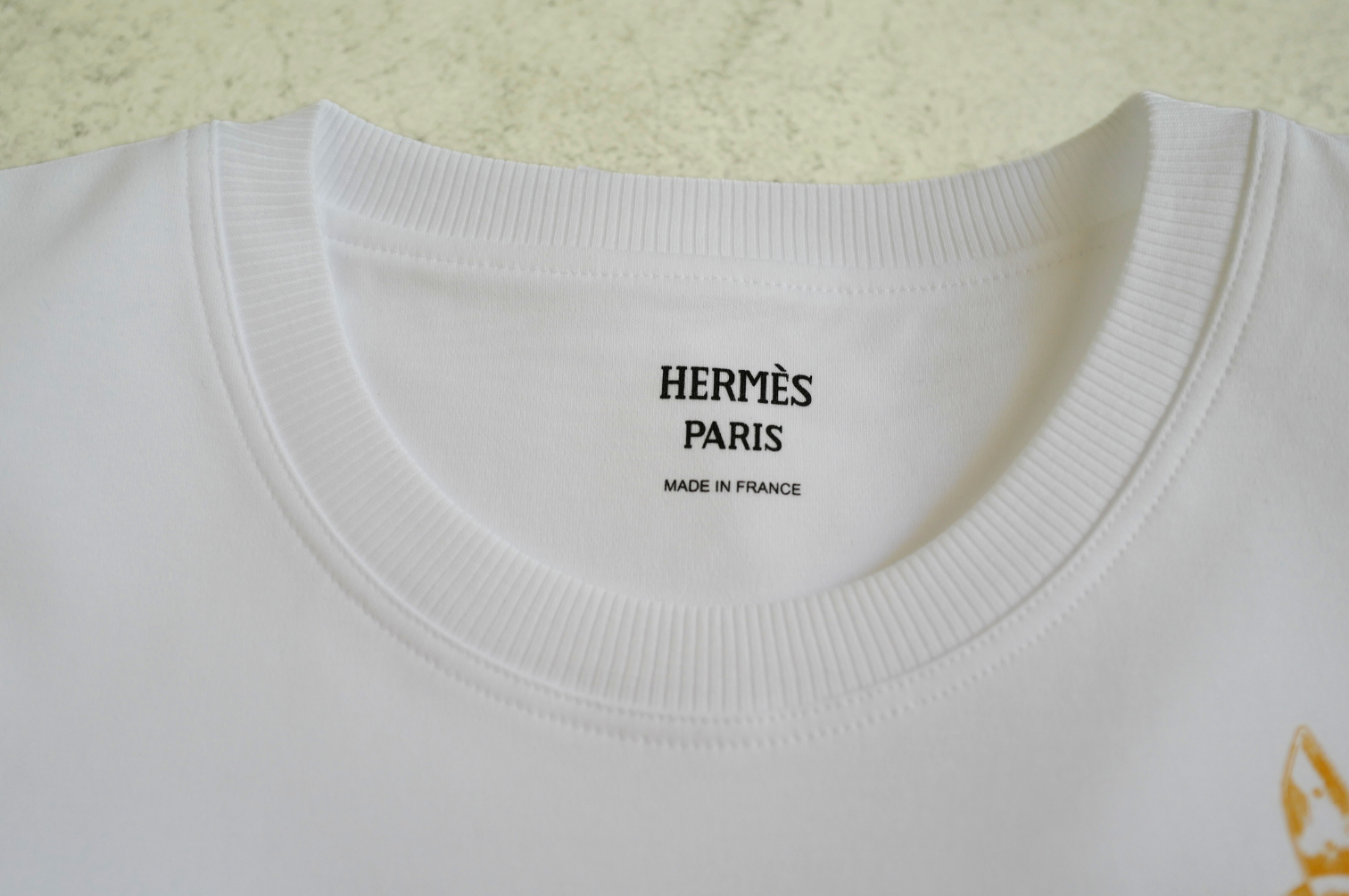 New Hermès Women’s Printed Straight T-Shirt White Blanc Size 34