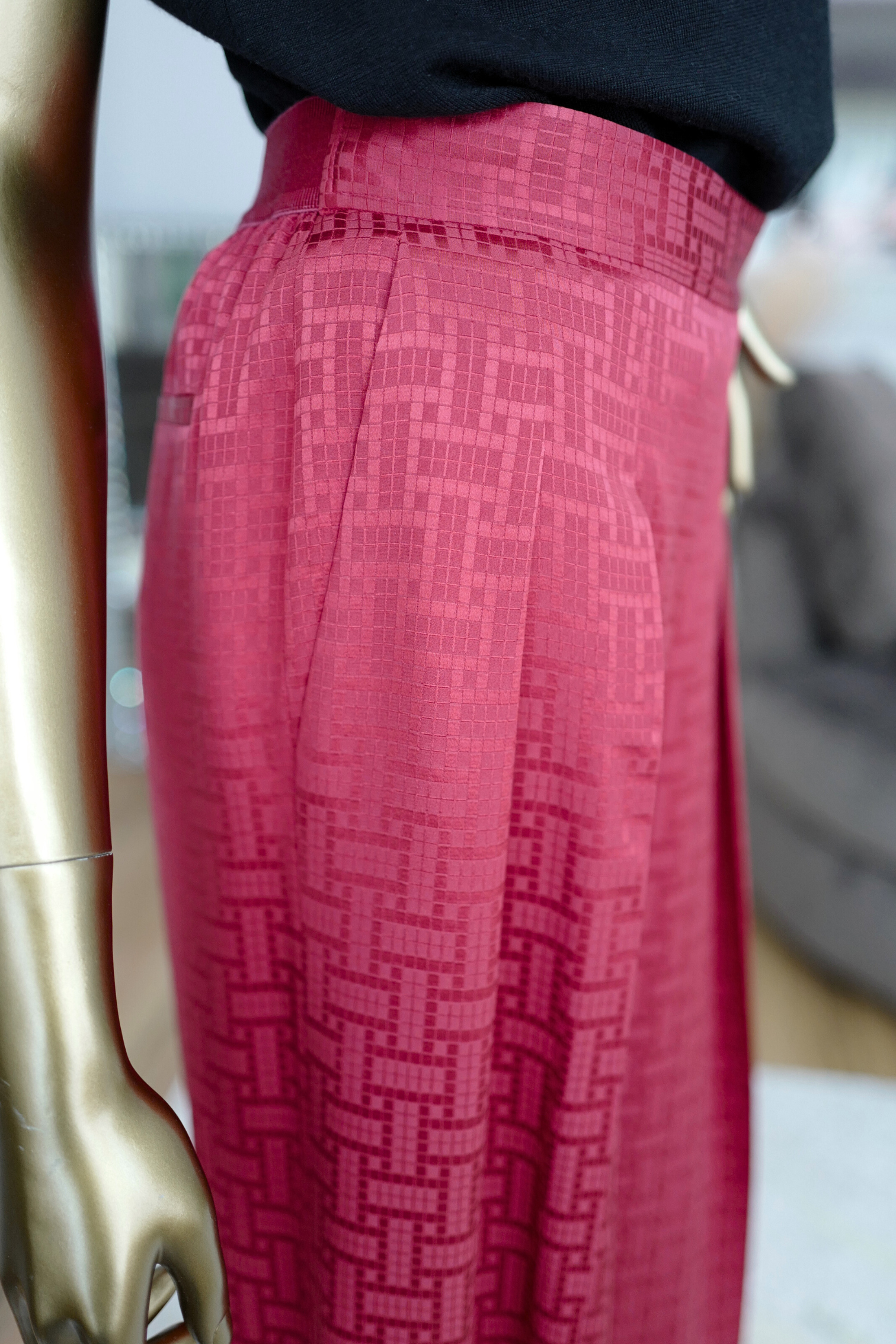 NEW Hermès "Mosaique" Wide Leg Pants Rose Framboise Size 34