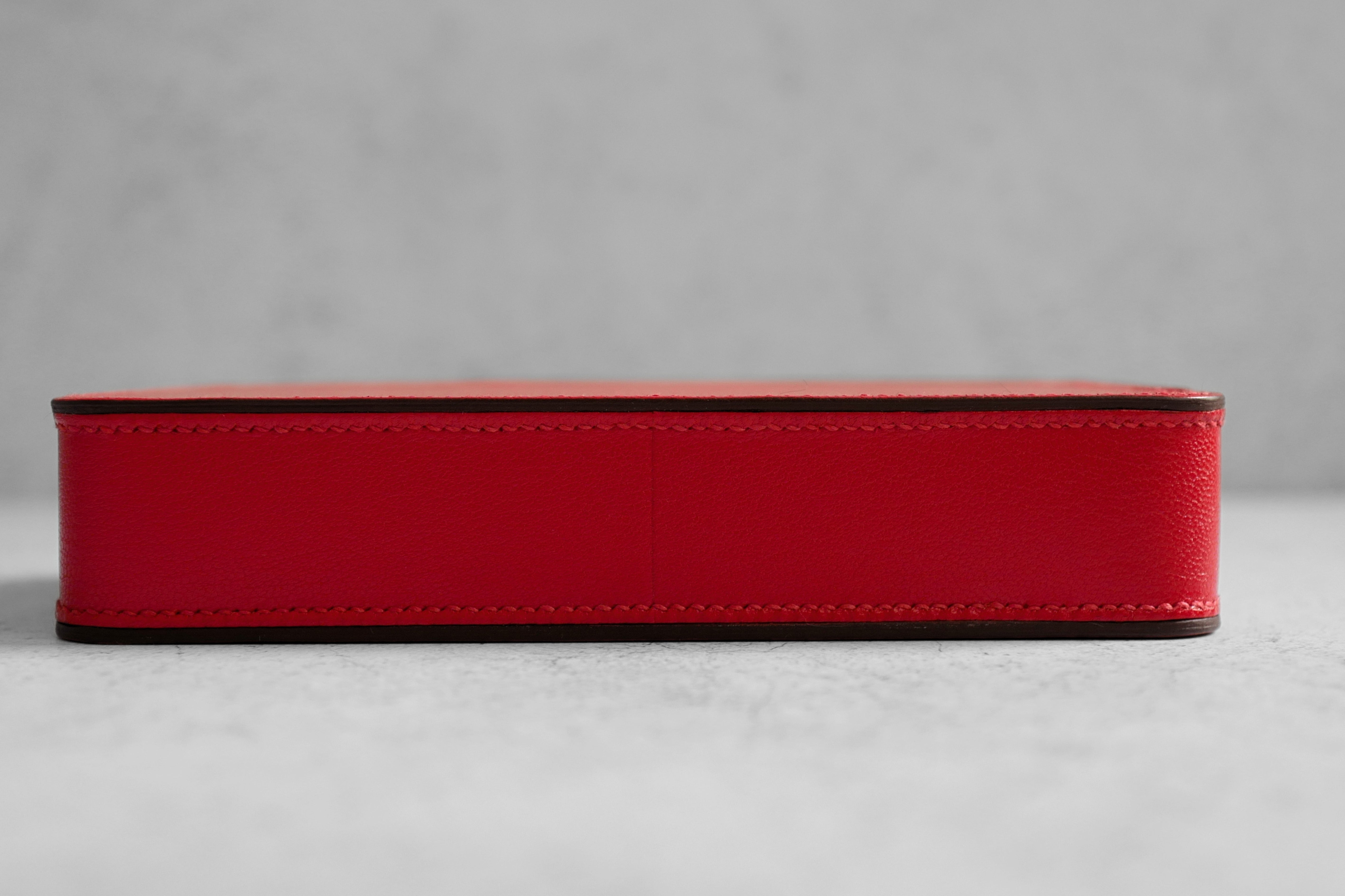 Hermès Clutch Sanglons Rouge de Cœur Chamkila Goatskin Gold Hardware