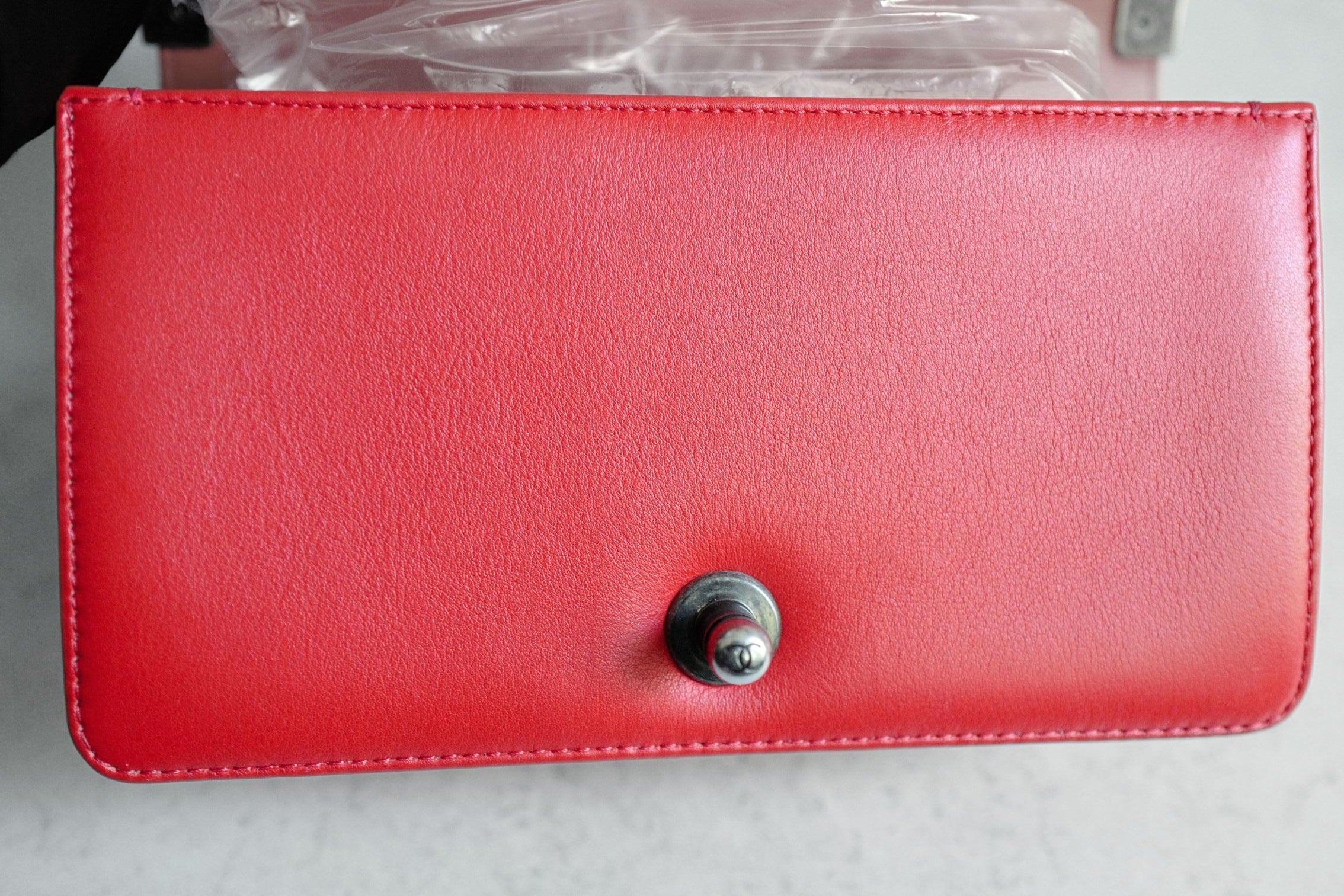 Preloved Chanel Boy Red Small In Stingray Ruthenium HW Limited Edition #18