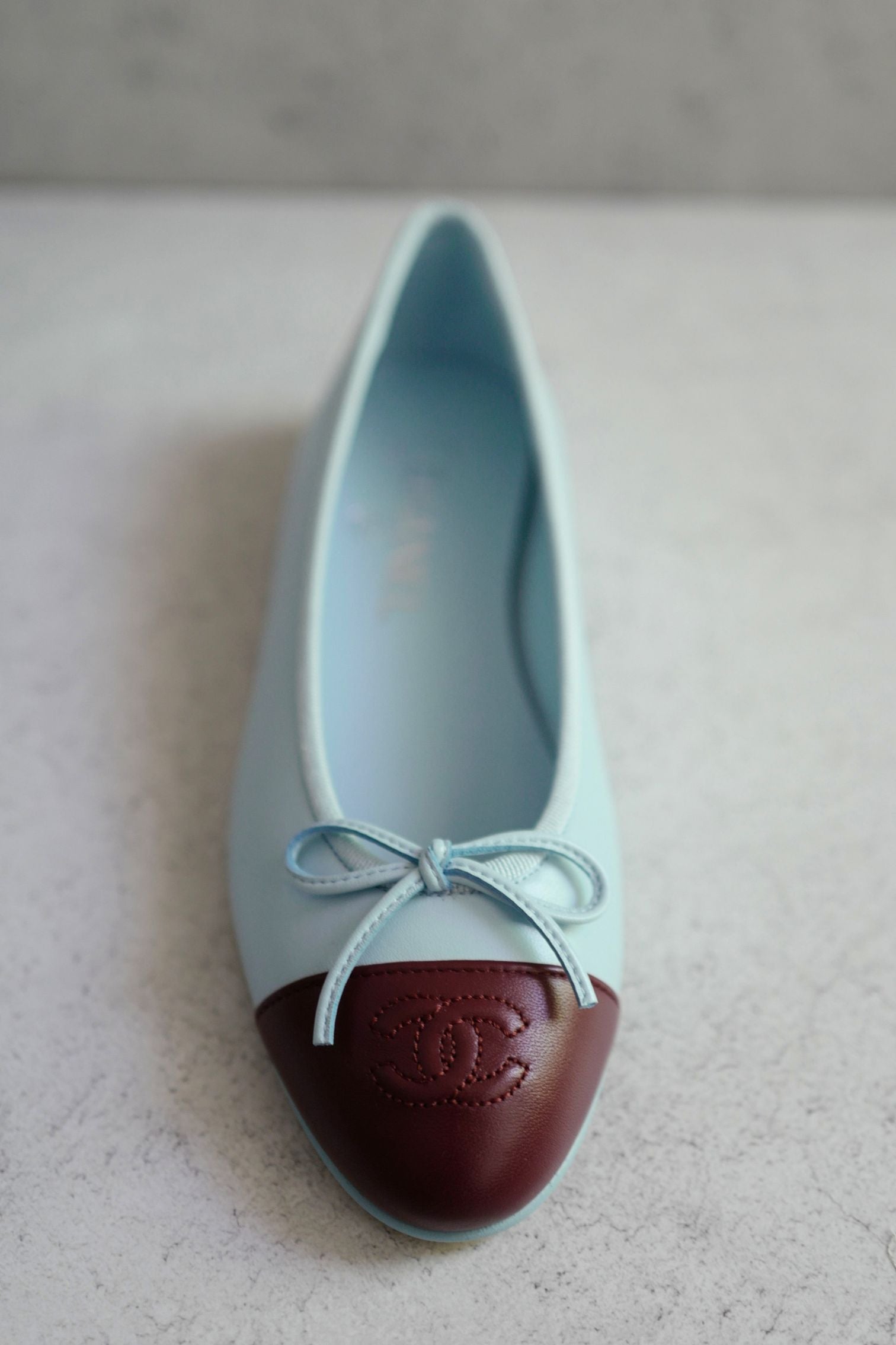 Chanel 26S Matthieu Blazy's Ballet Flats Burgundy Blue Lambskin Size 37
