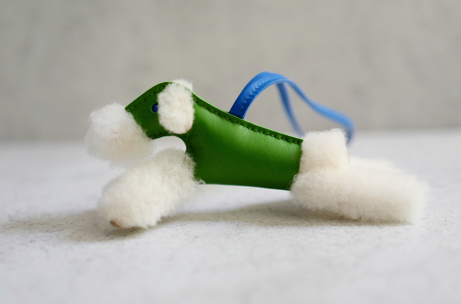 Hermès Budy Charm Écru/Vert Yucca/Bleu Hydra Merinos Wool Milo Lambskin