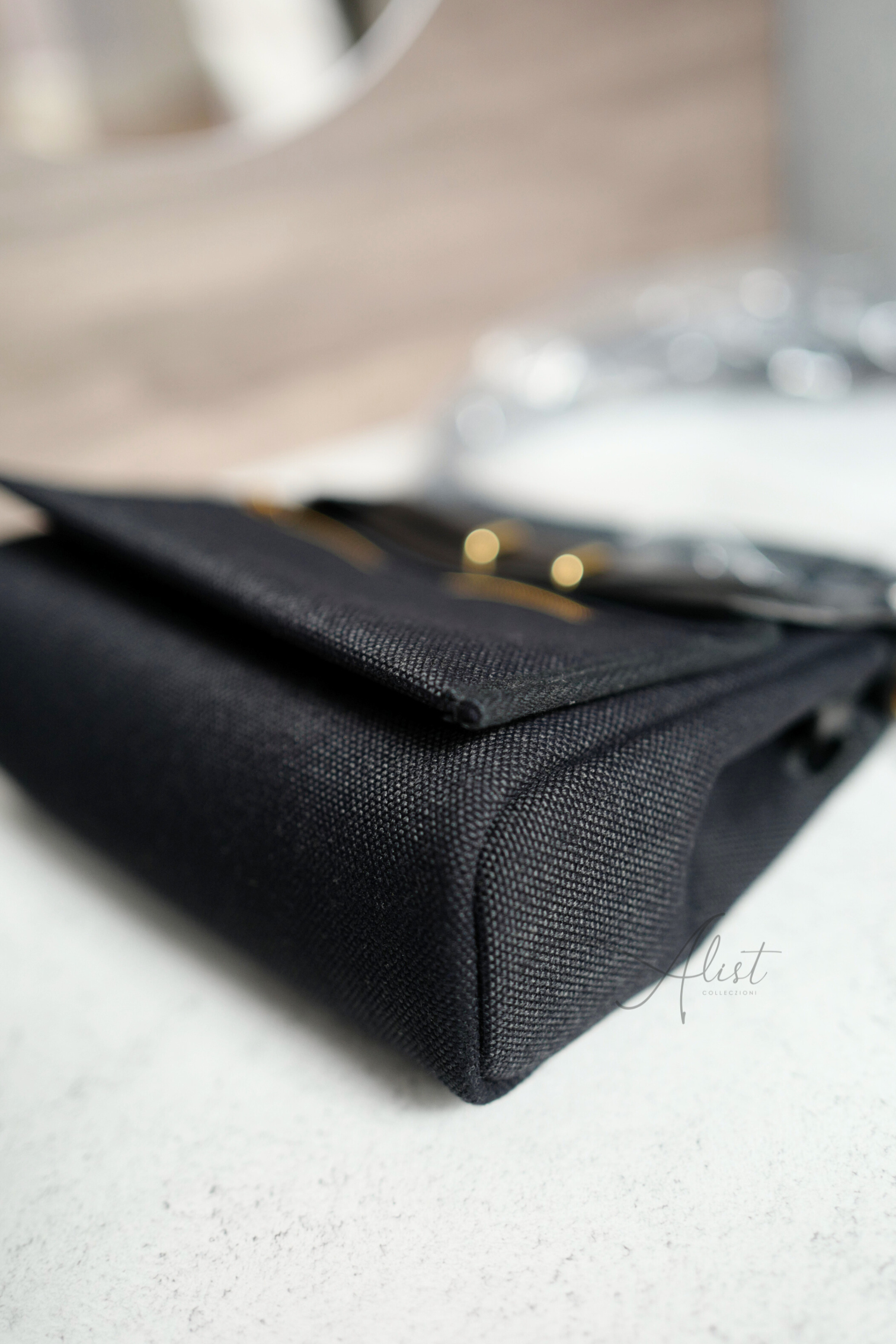BNIB Hermes Mini Herbag Noir Black / Black With Gold Hardware W New