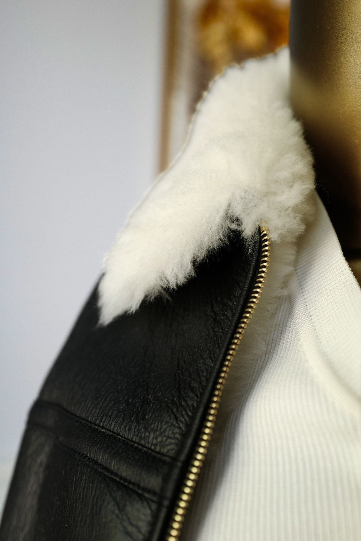 Chanel 26B Blouson Jacket Black White Shearling Lambskin Size 36