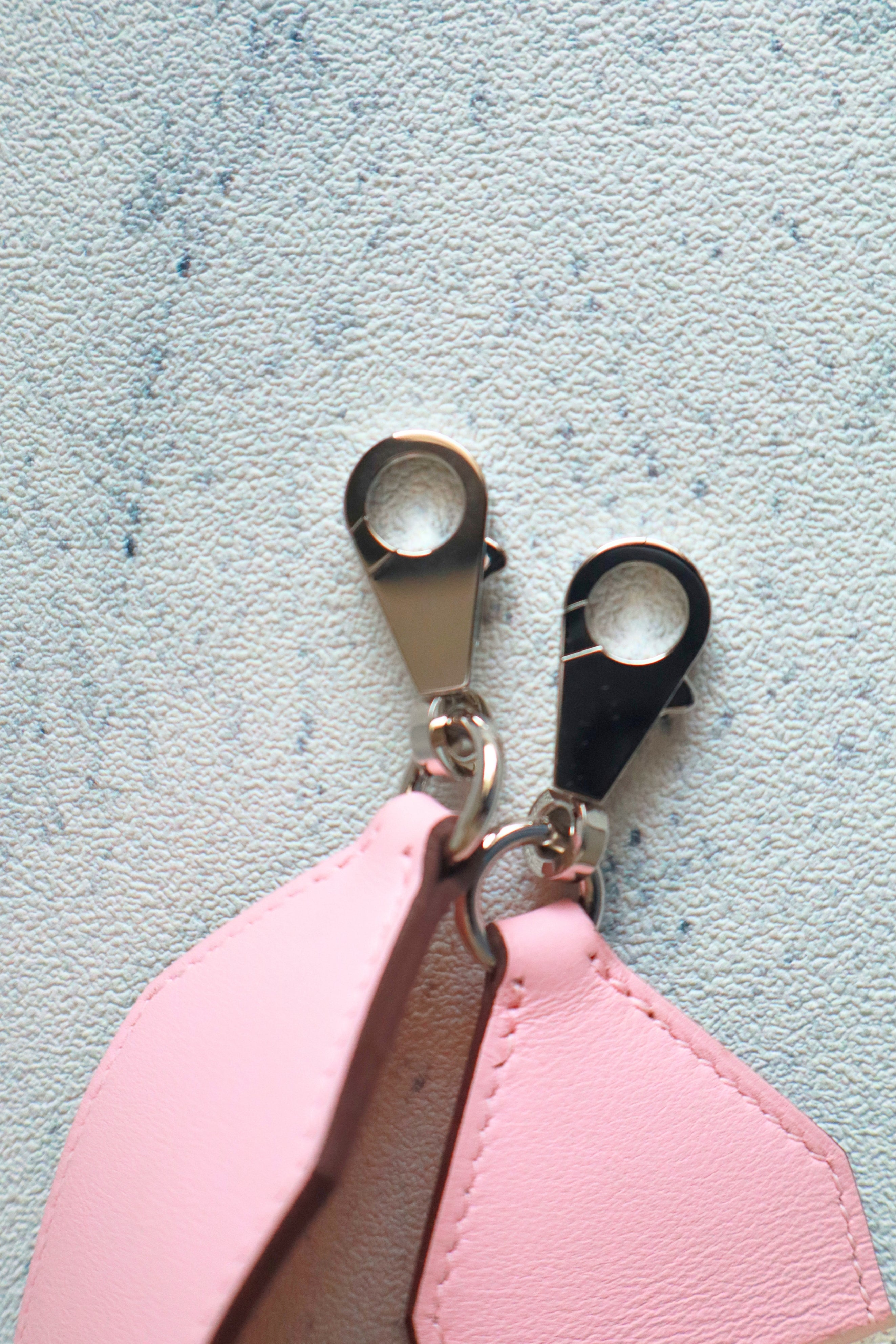 NEW Hermes Kelly Pocket Bag Strap Rose Sakura/Craie Swift Epsom Calfskin 85 cm