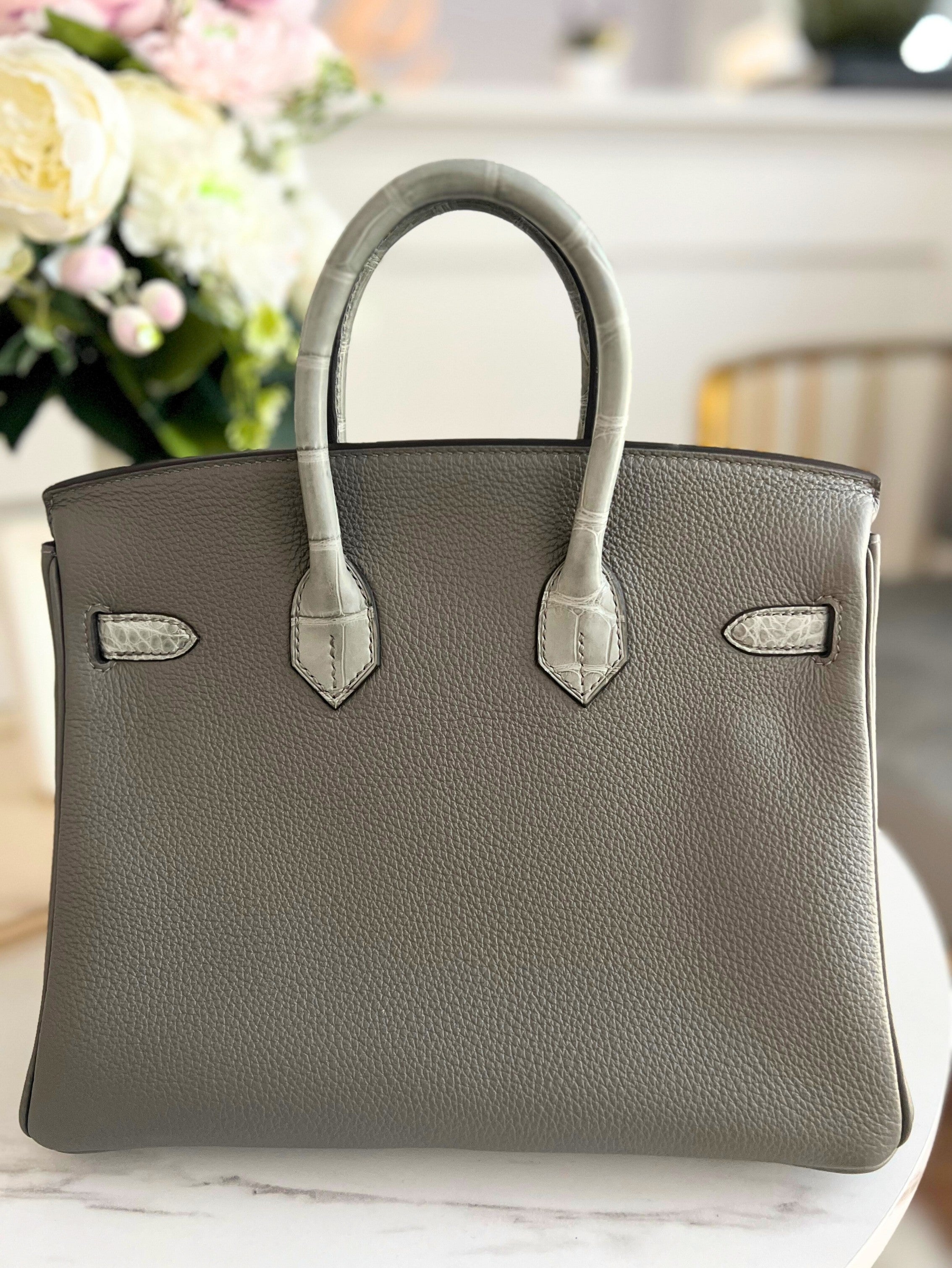 NEW Hermes Birkin 25 Touch Gris Meyer Palladium Hardware B Stamp 2023