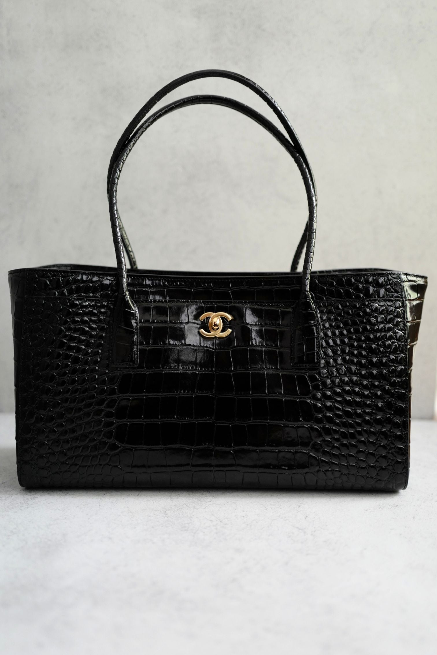 Chanel 26S Matthieu Blazy's Small Tote Black Crocodile Embossed Calfskin GHW