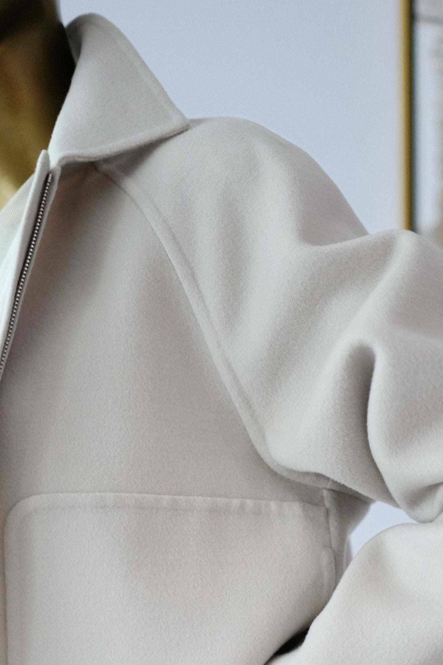 Hermès Jacket Chaine d'Ancre Blanc Sable Virgin Wool Size 36