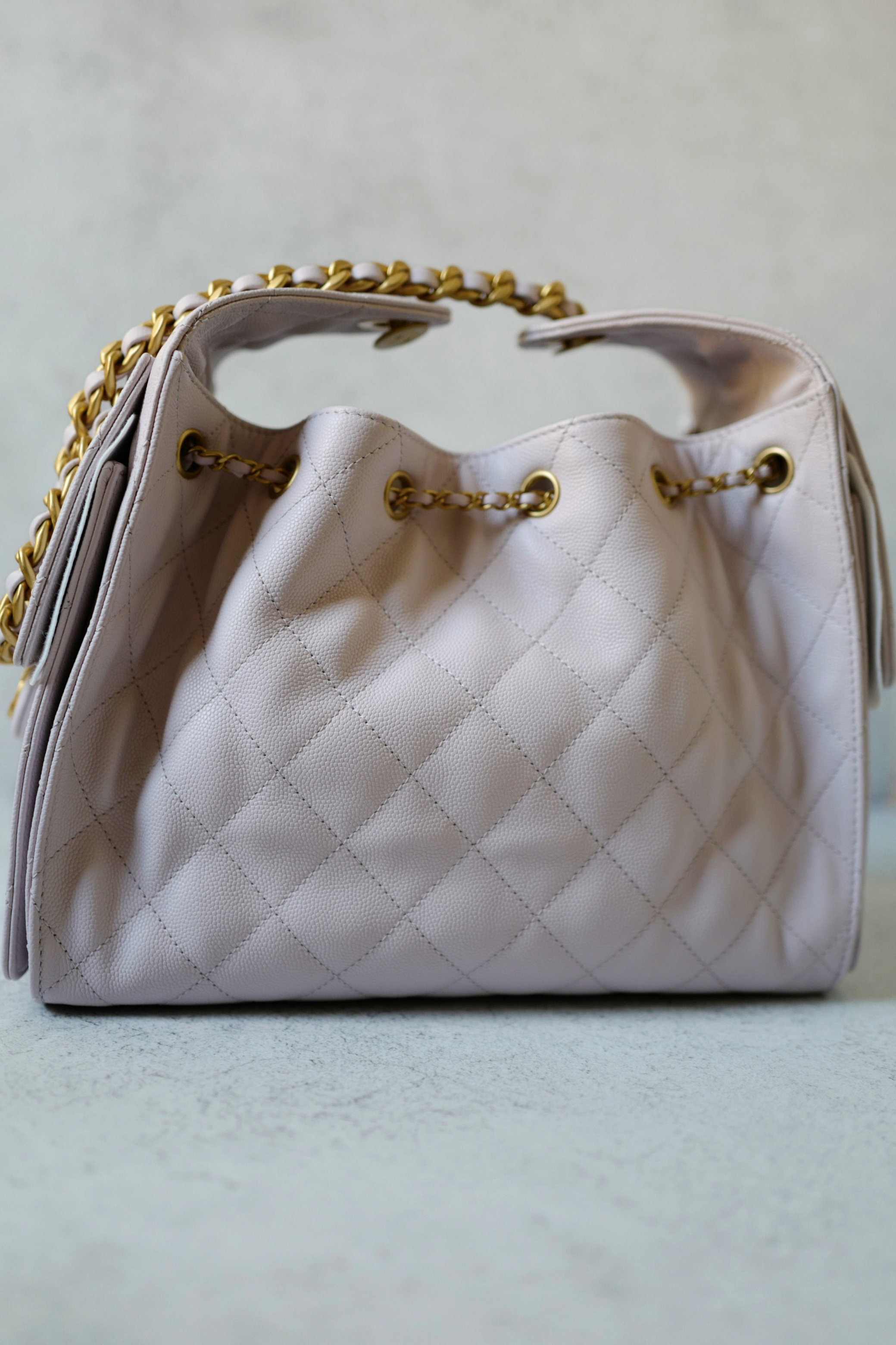BNIB Chanel 25K Small Hobo Bag Light Pink Grained Calfskin with Gold Hardware