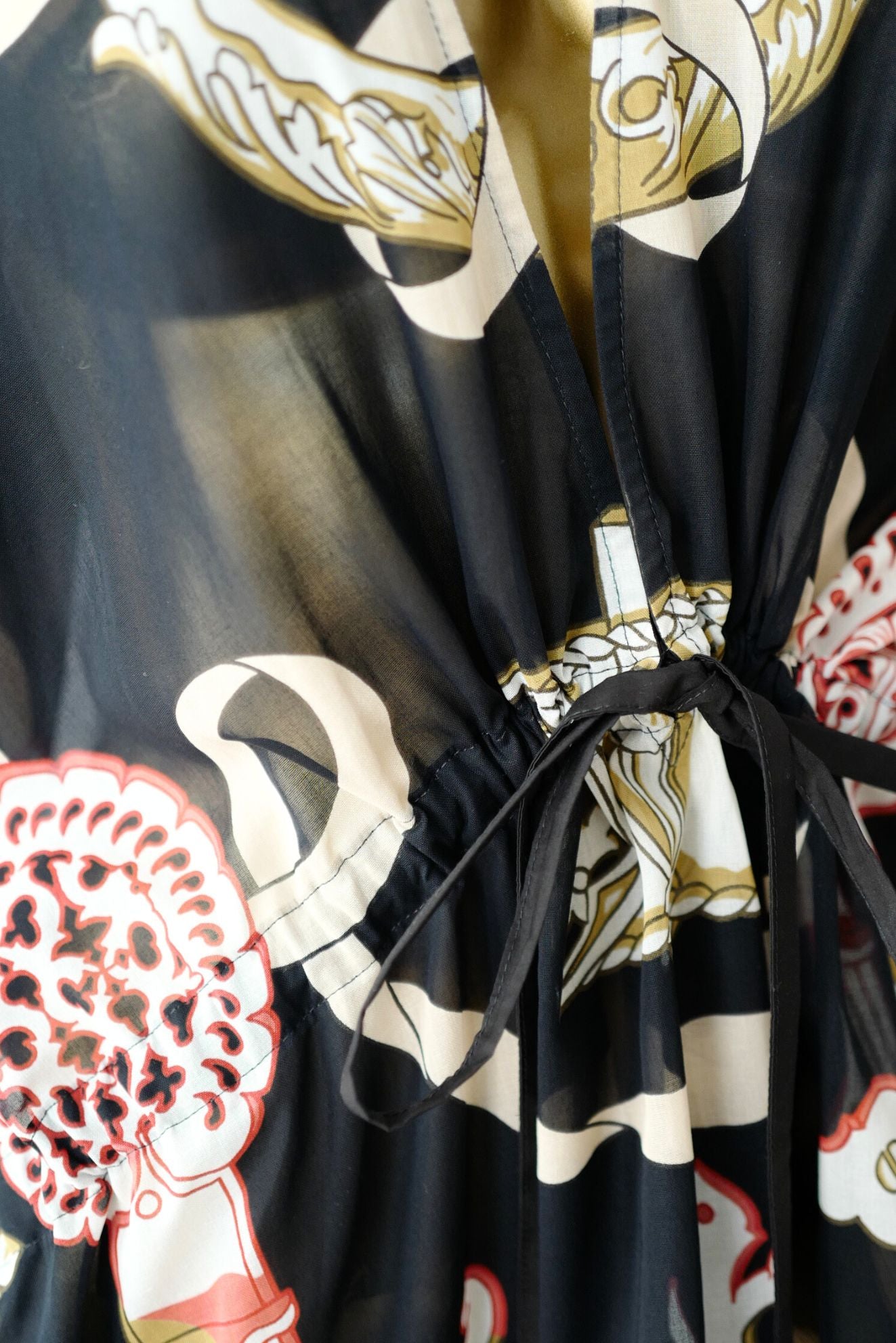 Hermès Woman Beach Caftan "Ferronnerie Remix" in Noir Cotton Voile One Size