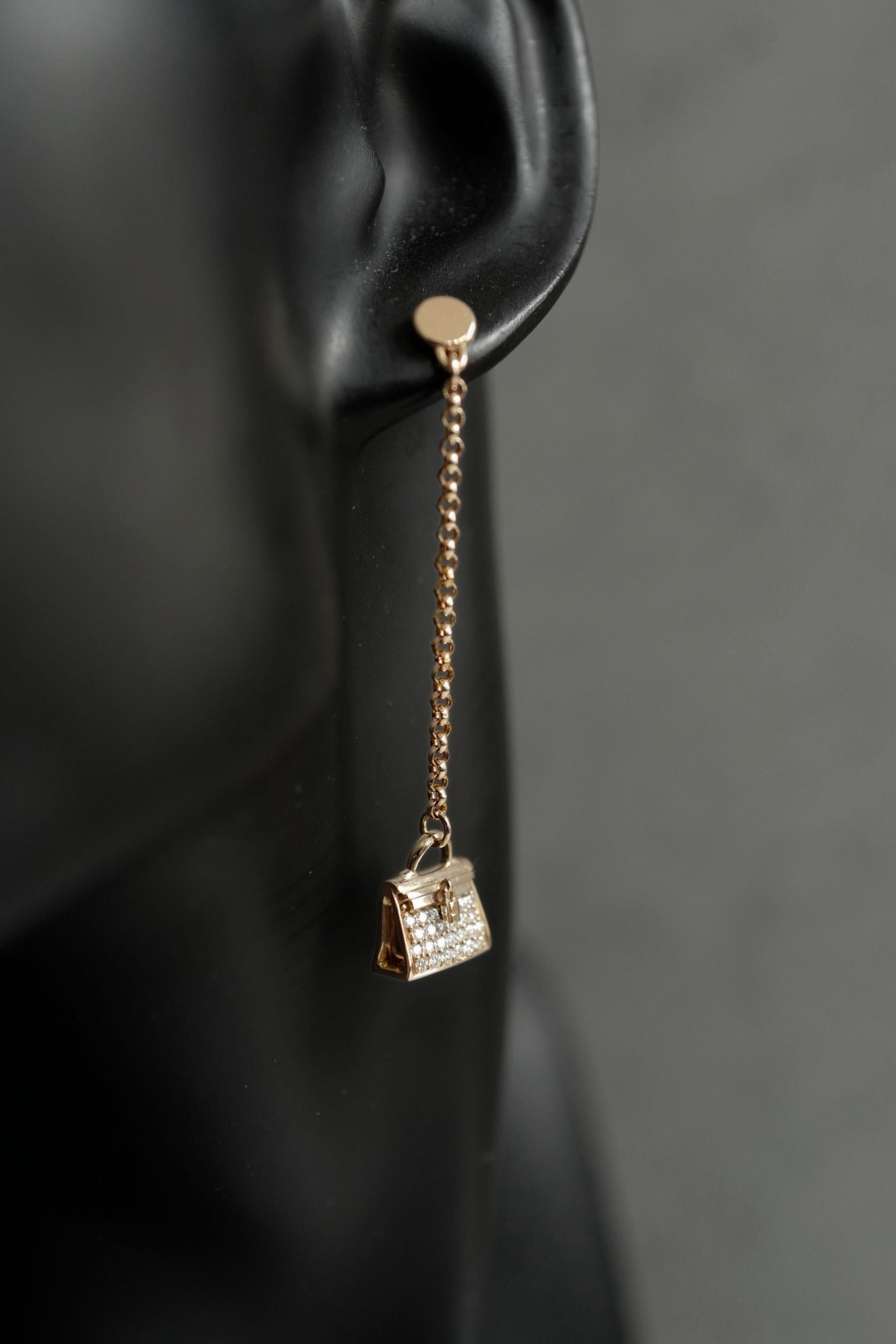 Hermes 18K Chaine Amulette Kelly Diamonds Rose Gold Ear Studs Earrings BNIB $10K
