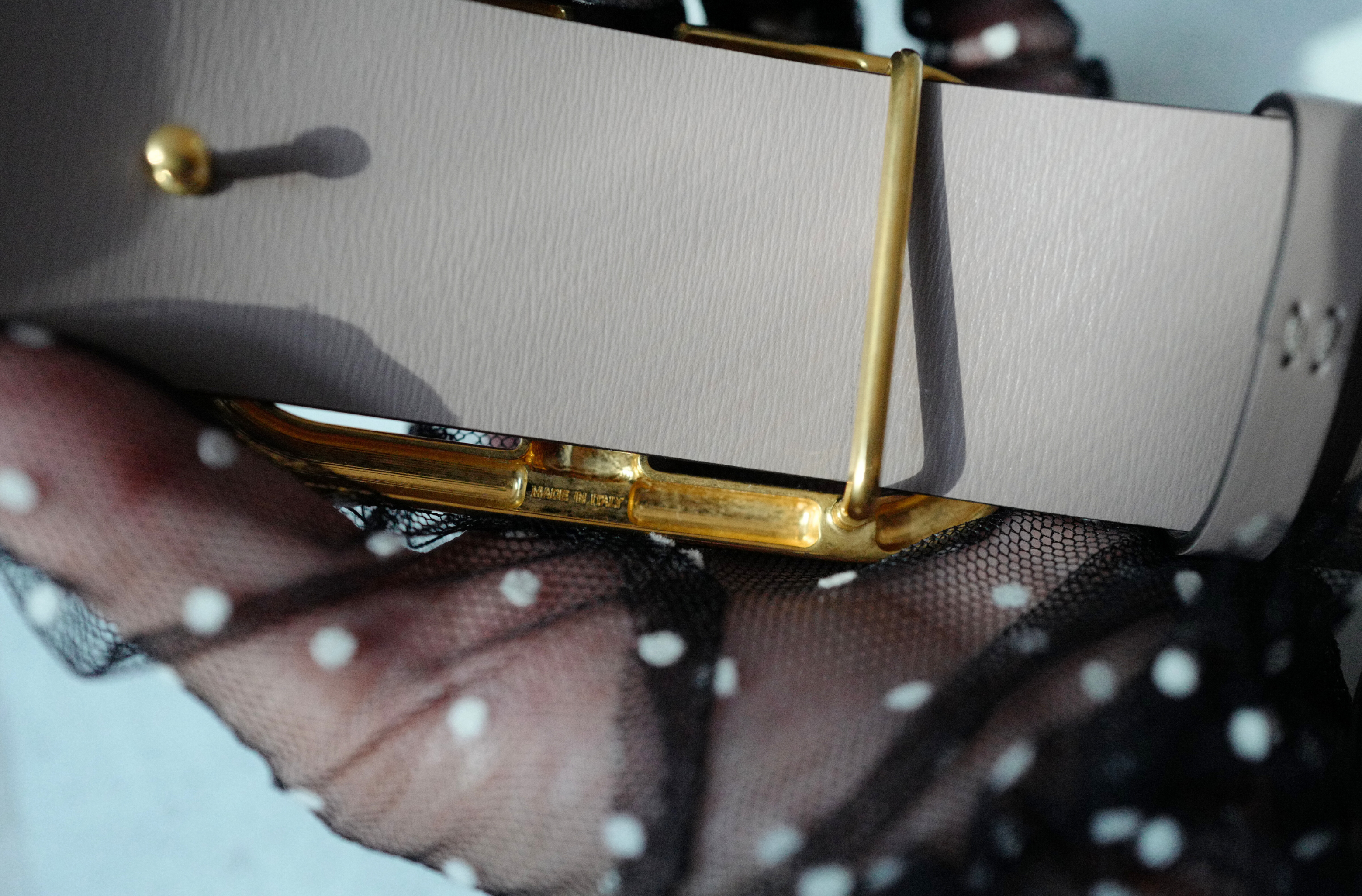 Valentino Vlogo Crystal Embellished Reversible Leather Belt Women's