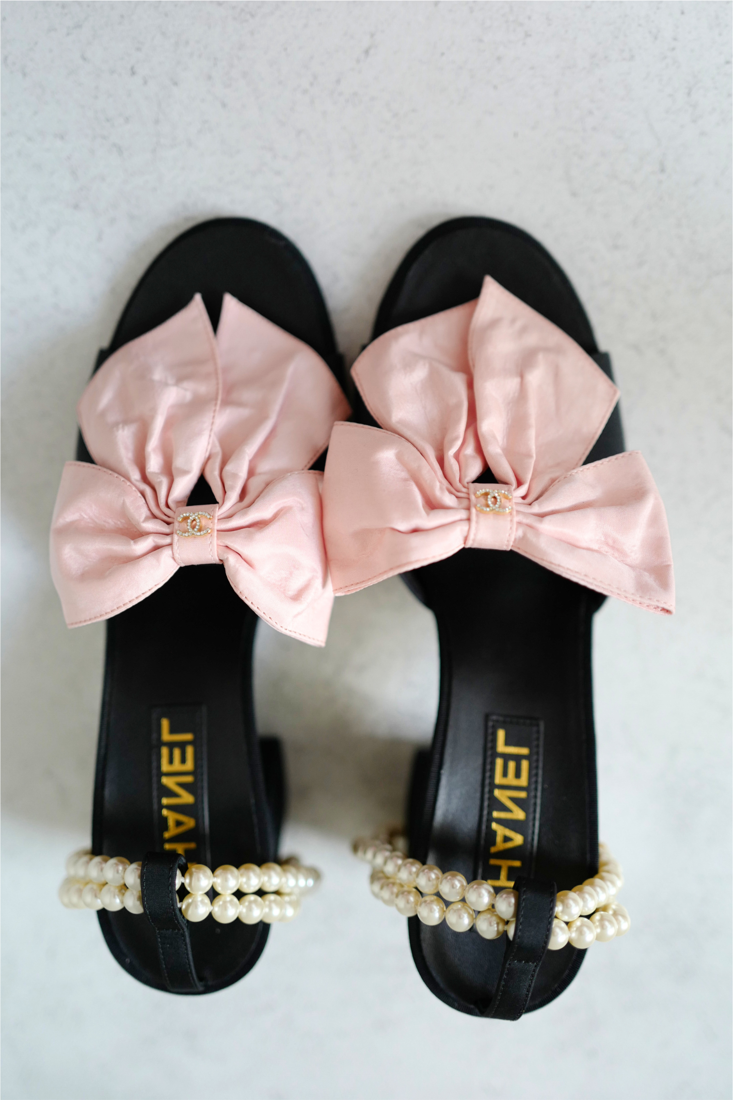 BNIB Chanel 24A Pink Bow Heels with Pearl Strap size 37.5