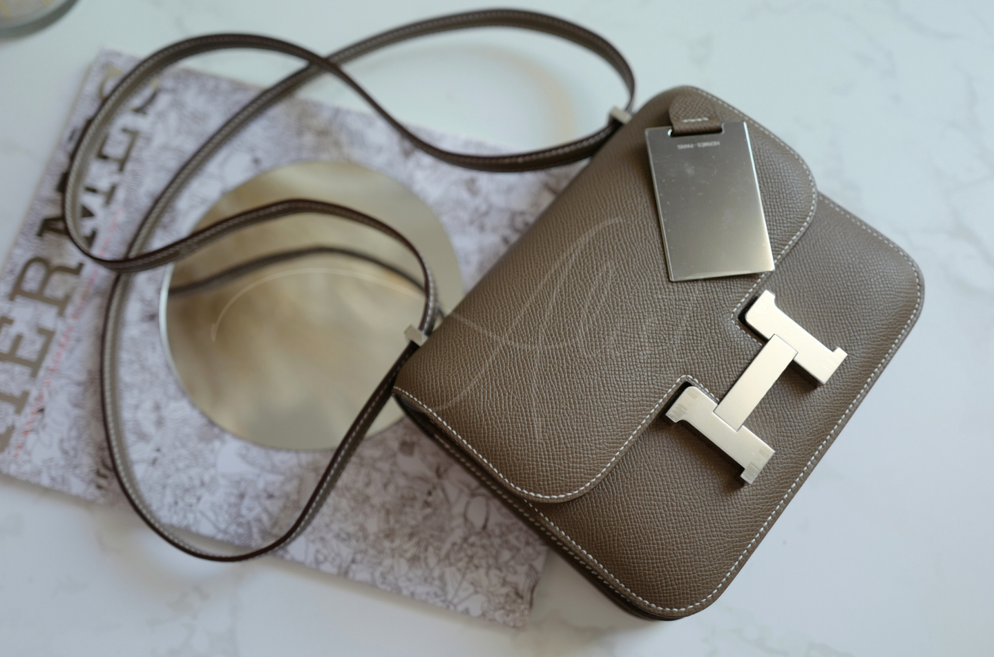 BNIB Hermes Constance 18 Etoupe Epsom Palladium Hardware W